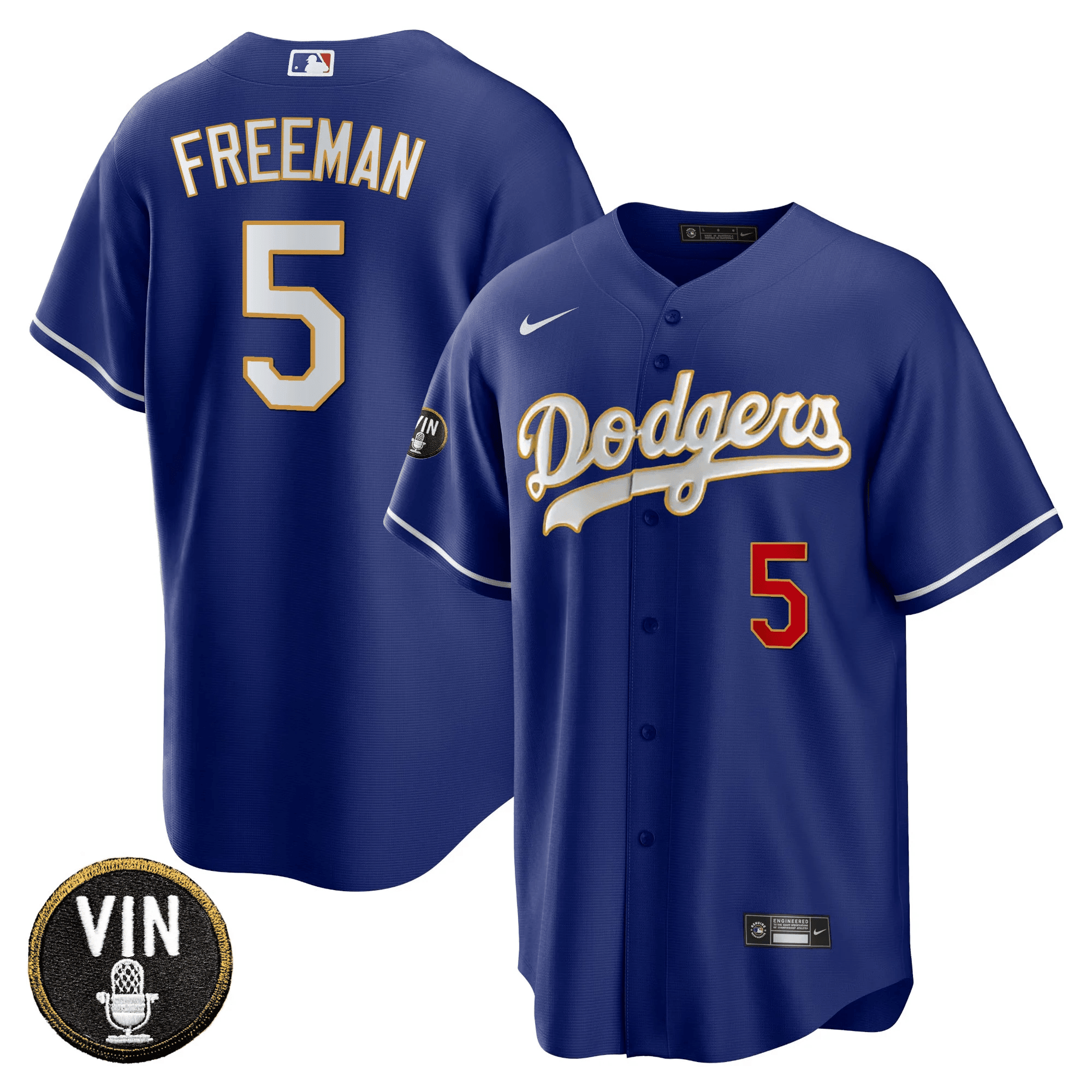 Men’s Vin Scully Patch Cool Base Gold Trim Jersey