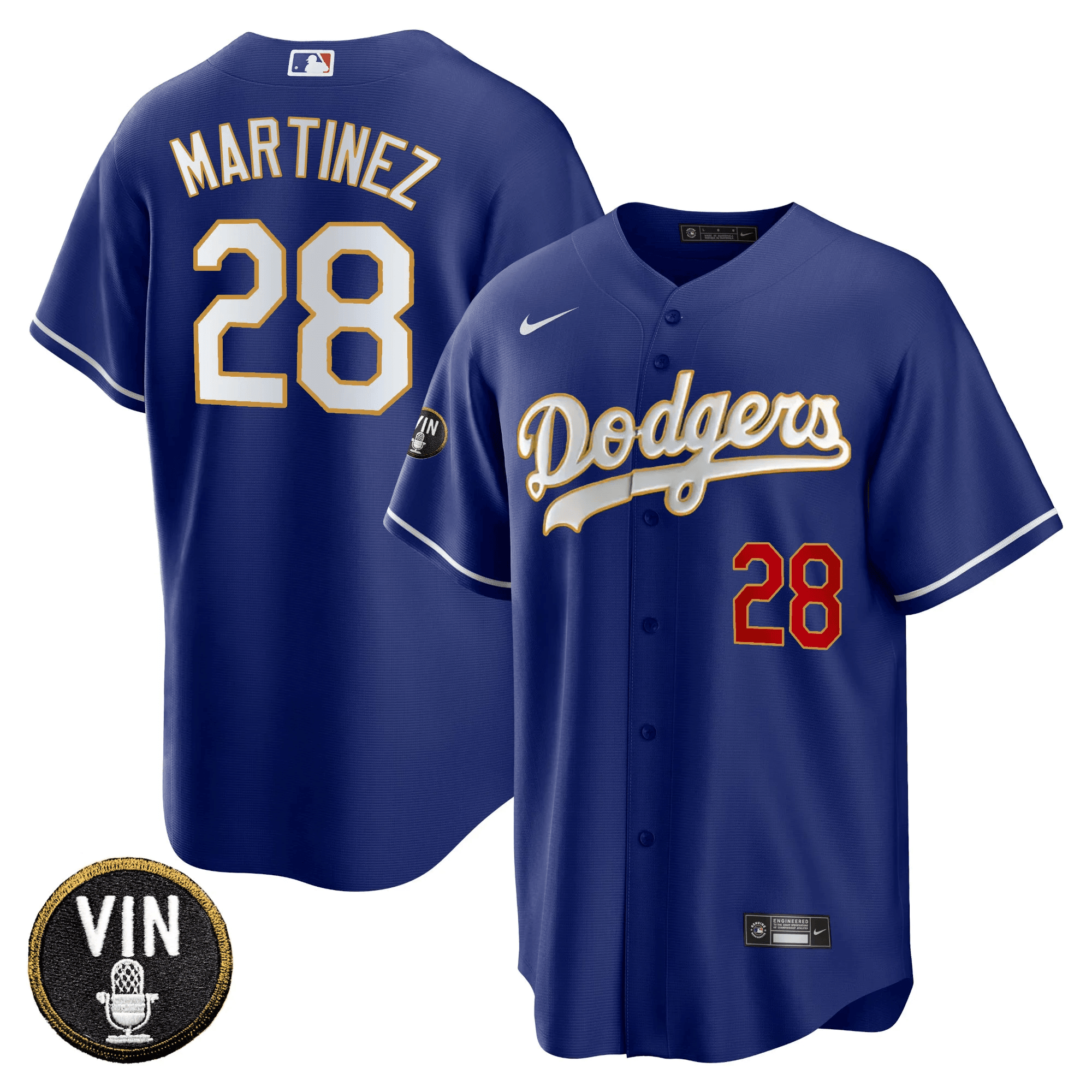Men’s Vin Scully Patch Cool Base Gold Trim Jersey
