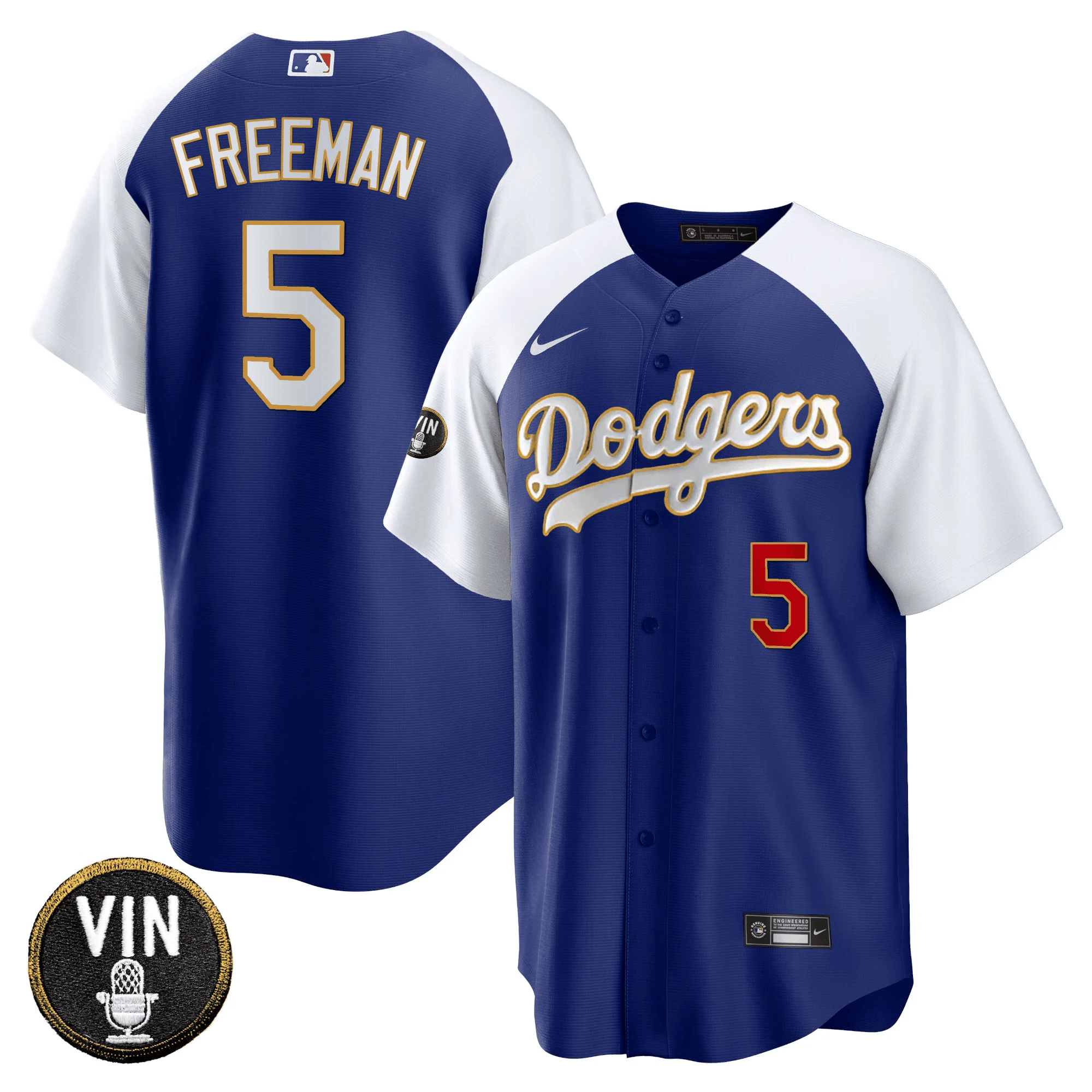 Men’s Vin Scully Patch Cool Base Gold Trim Jersey
