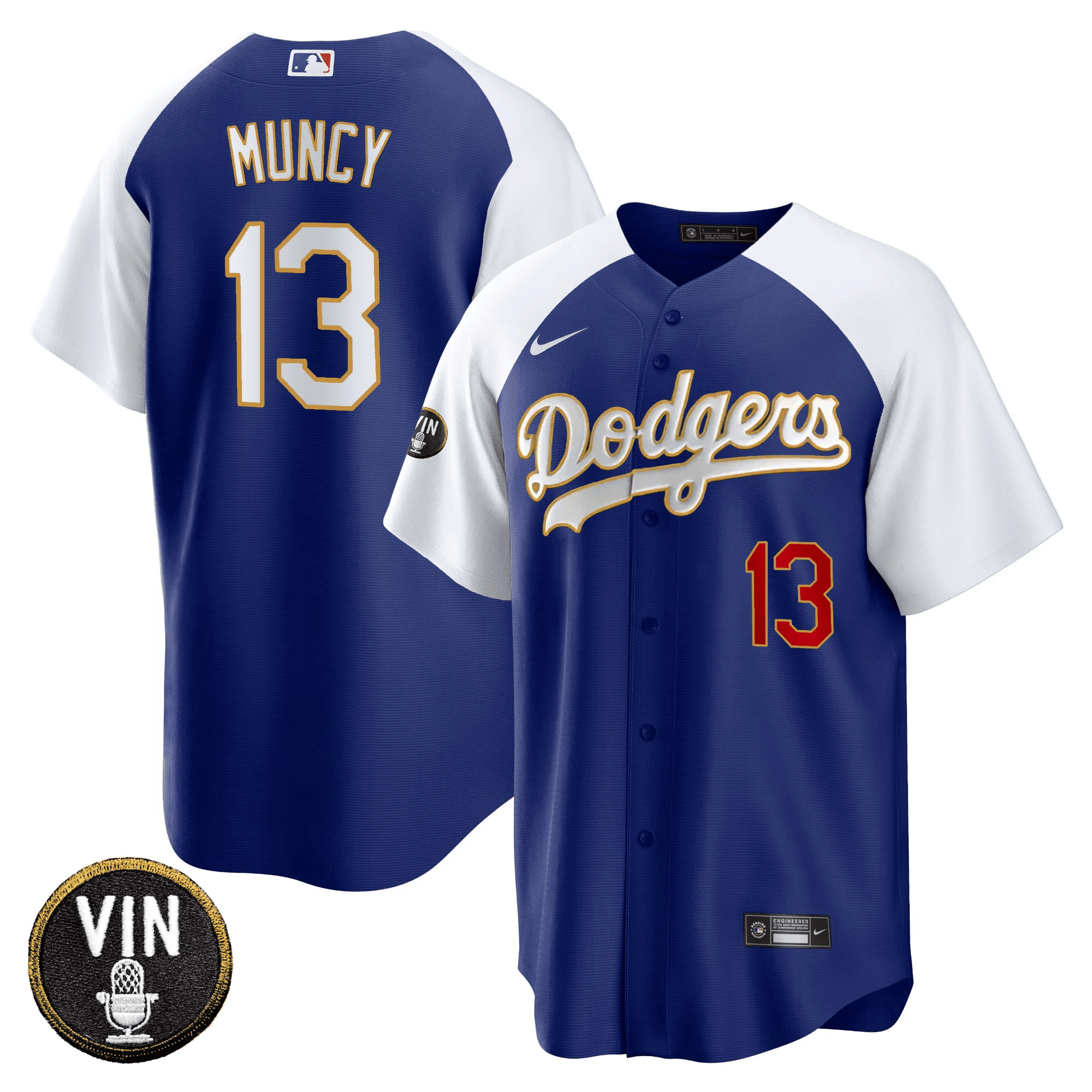 Men’s Vin Scully Patch Cool Base Gold Trim Jersey