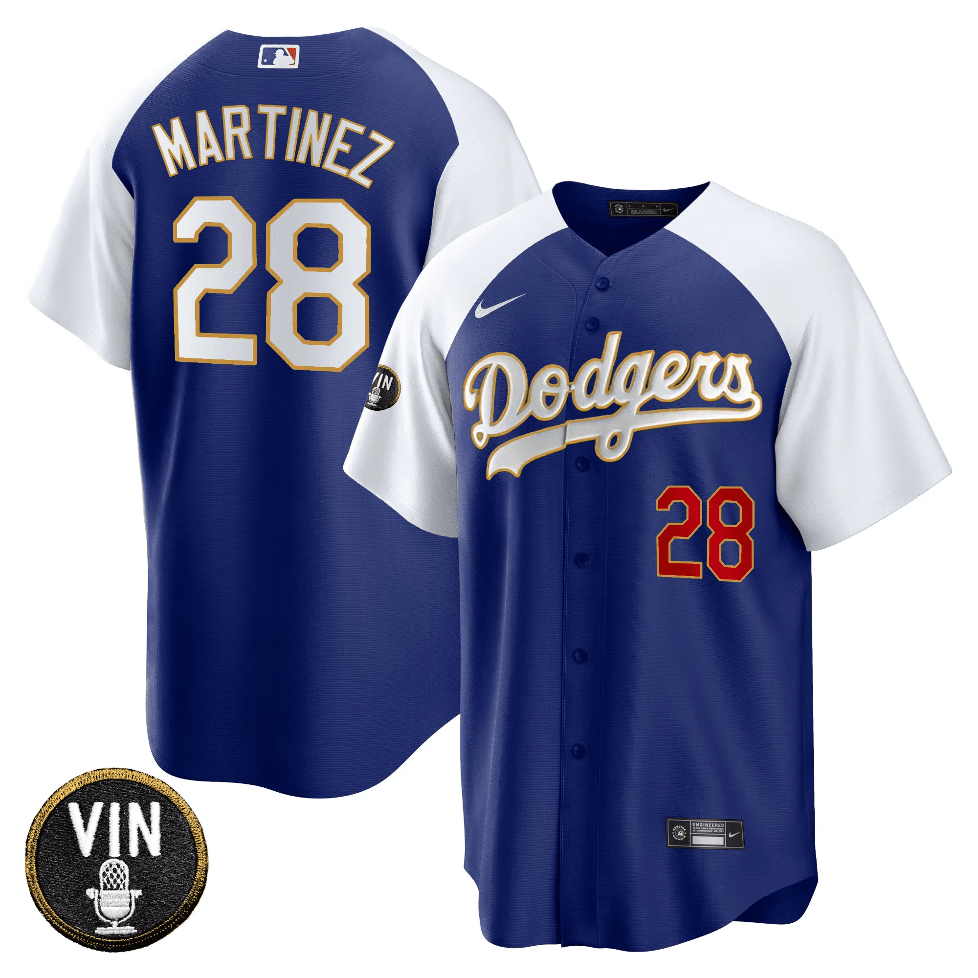 Men’s Vin Scully Patch Cool Base Gold Trim Jersey