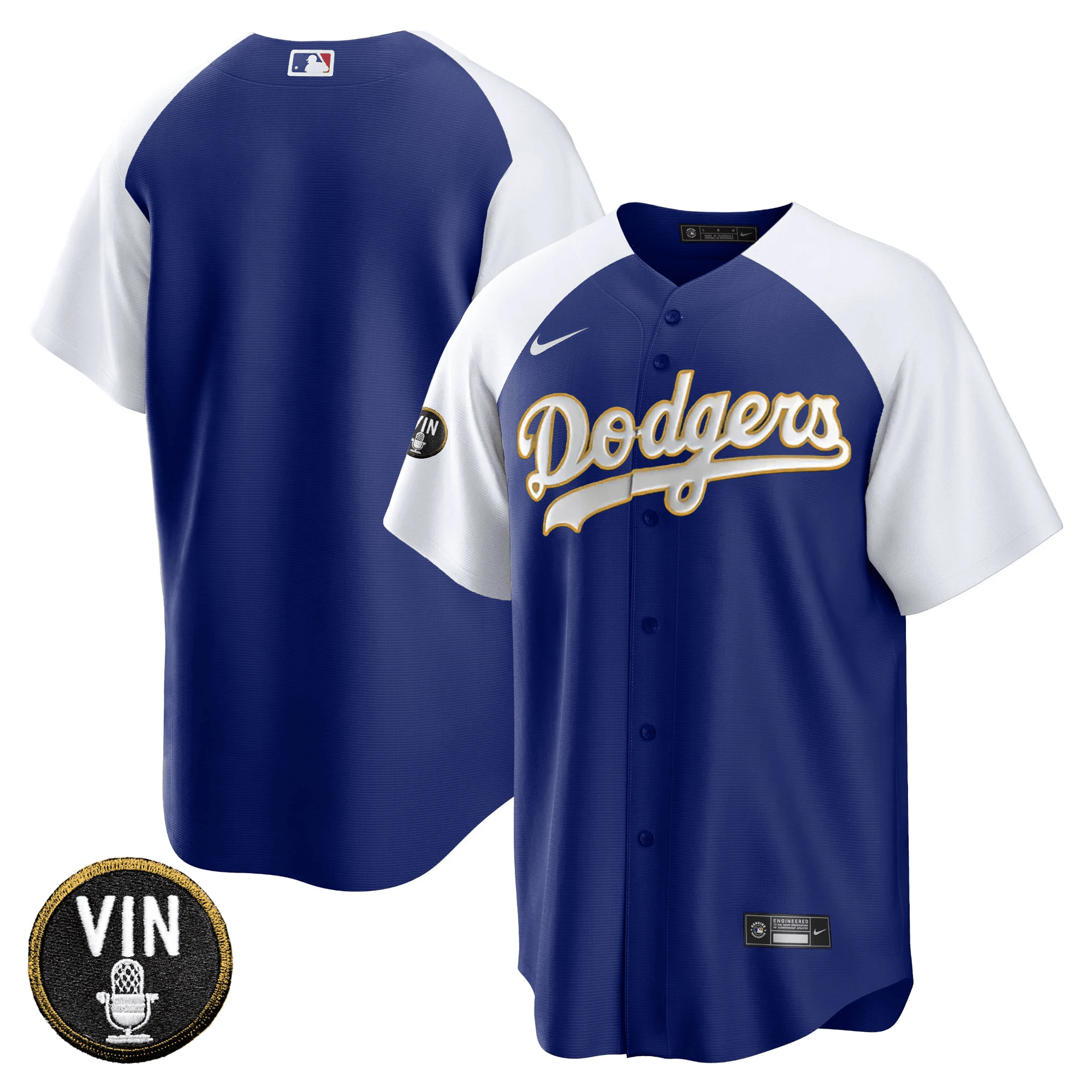Men’s Vin Scully Patch Cool Base Gold Trim Jersey