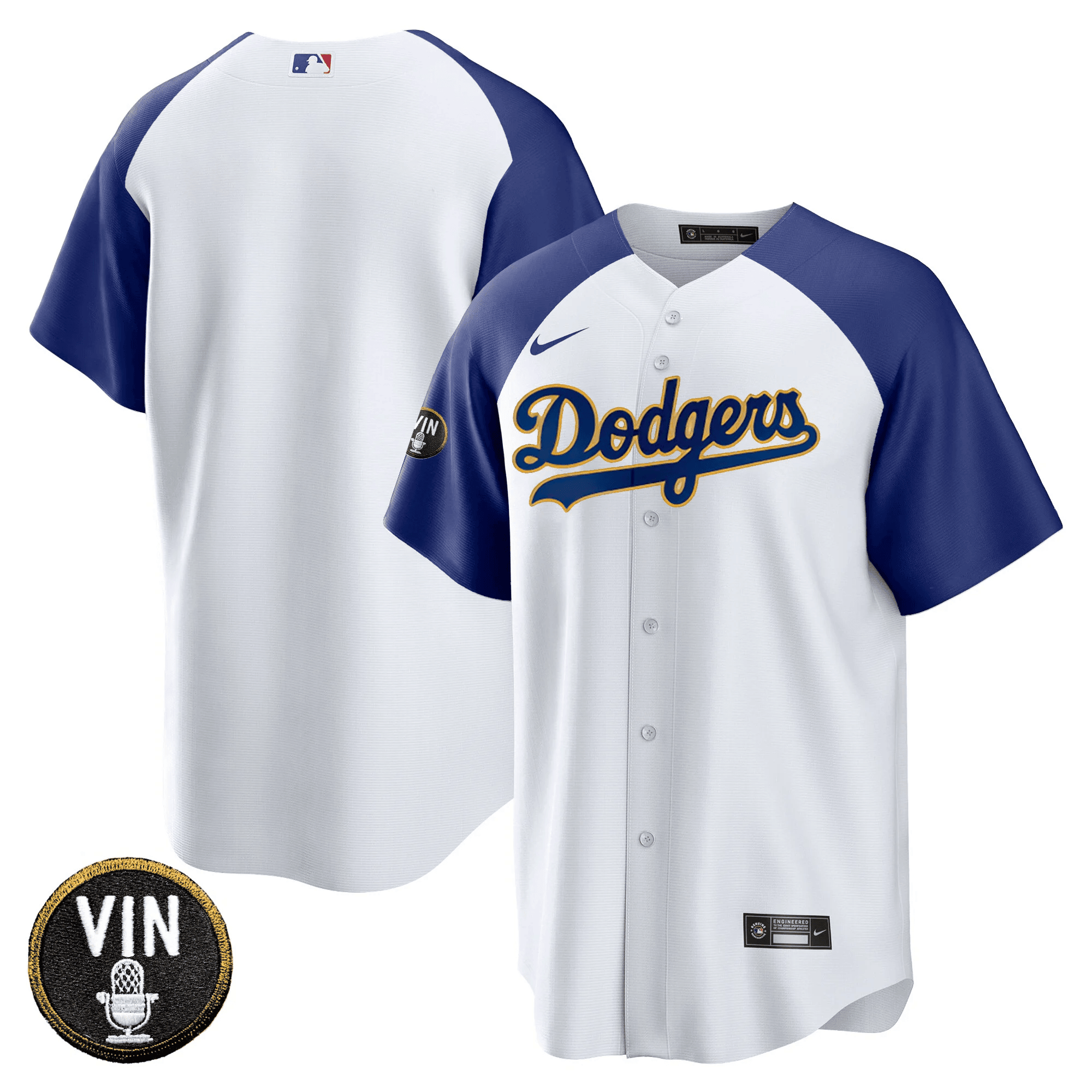 Men’s Vin Scully Patch Cool Base Gold Trim Jersey