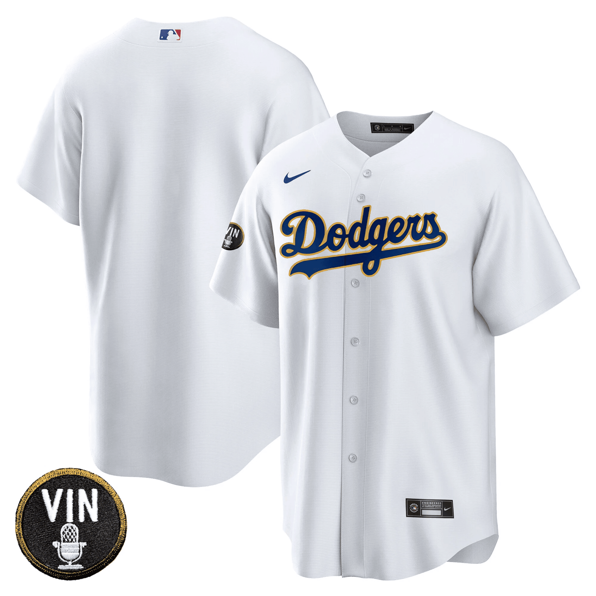 Men’s Vin Scully Patch Cool Base Gold Trim Jersey