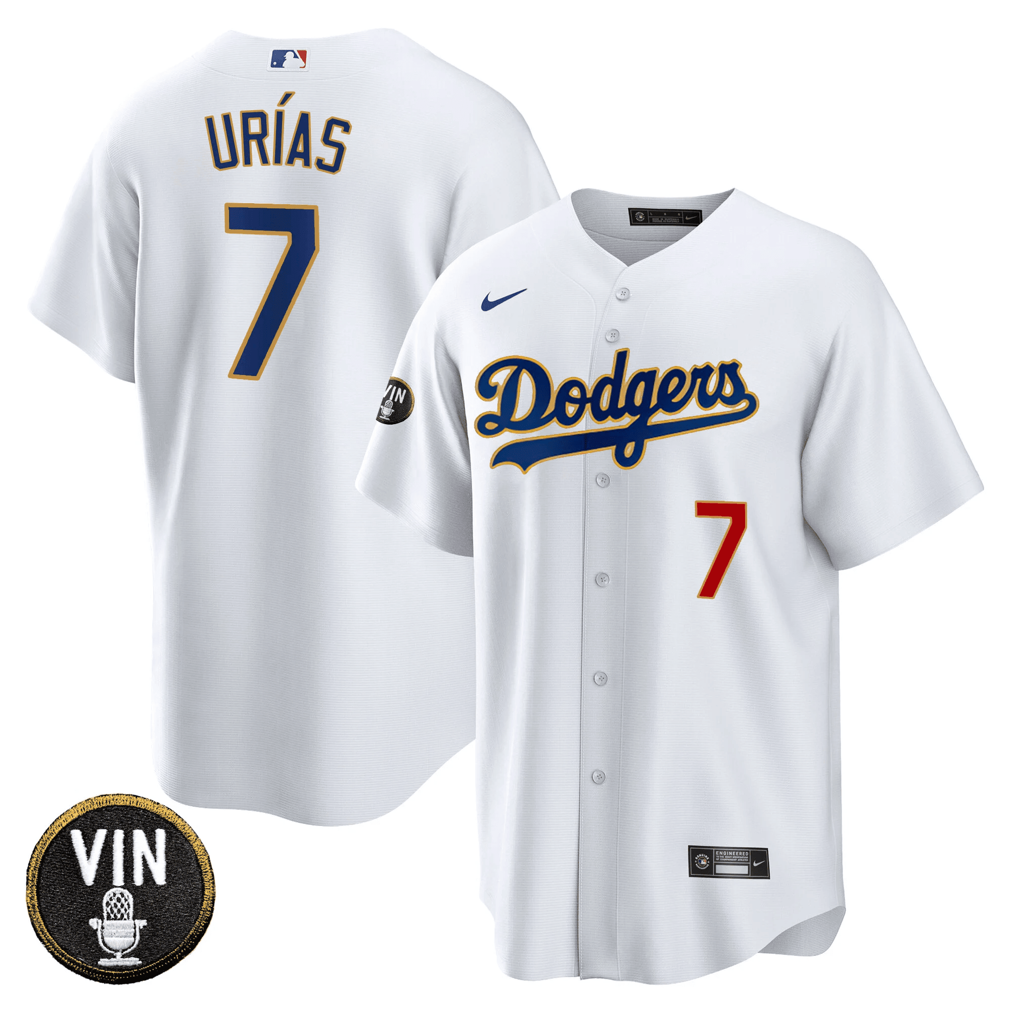 Men’s Vin Scully Patch Cool Base Gold Trim Jersey