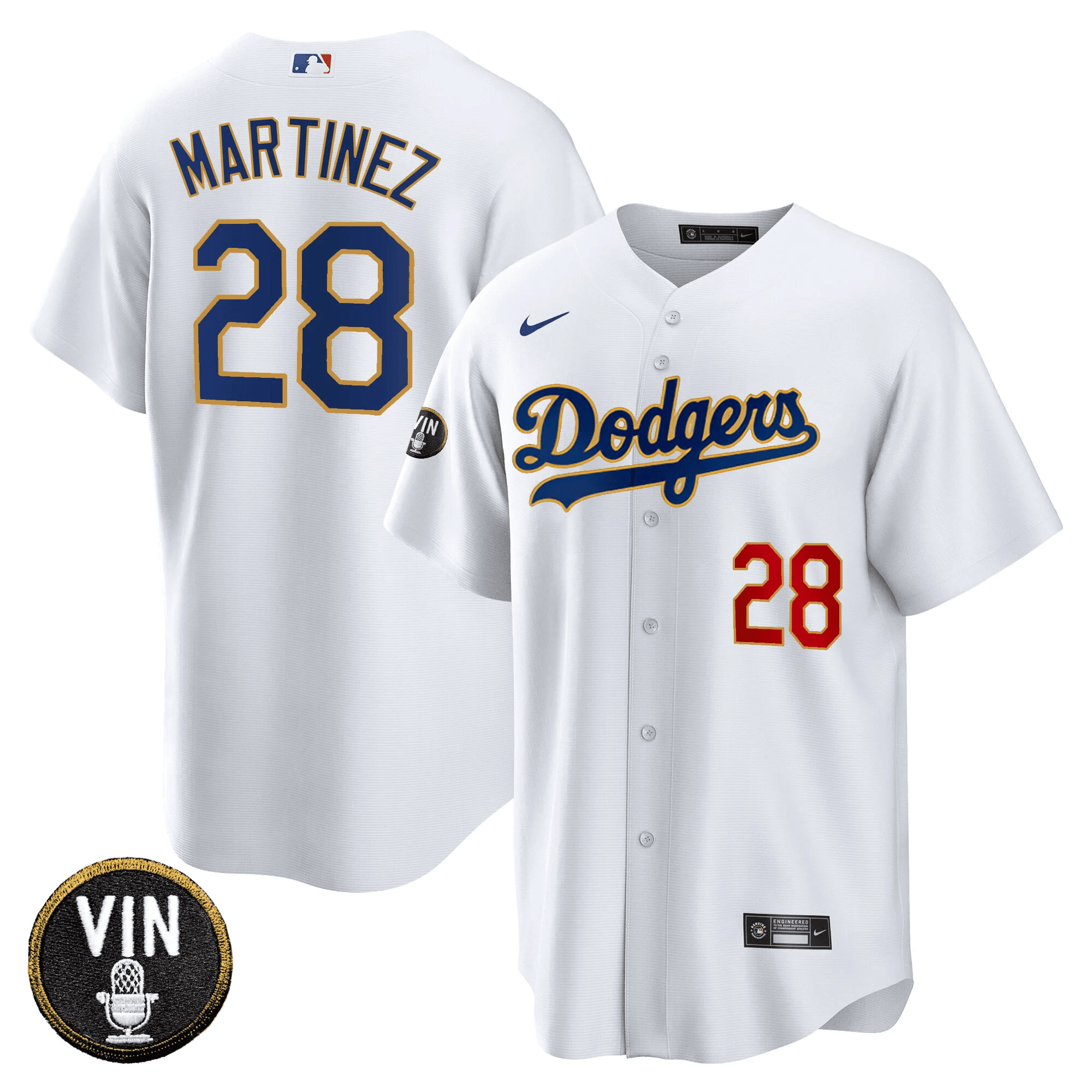 Men’s Vin Scully Patch Cool Base Gold Trim Jersey