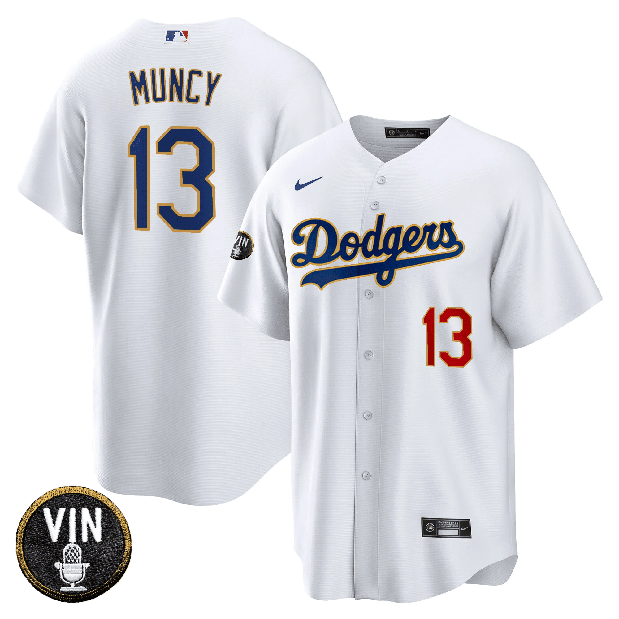 Men’s Vin Scully Patch Cool Base Gold Trim Jersey