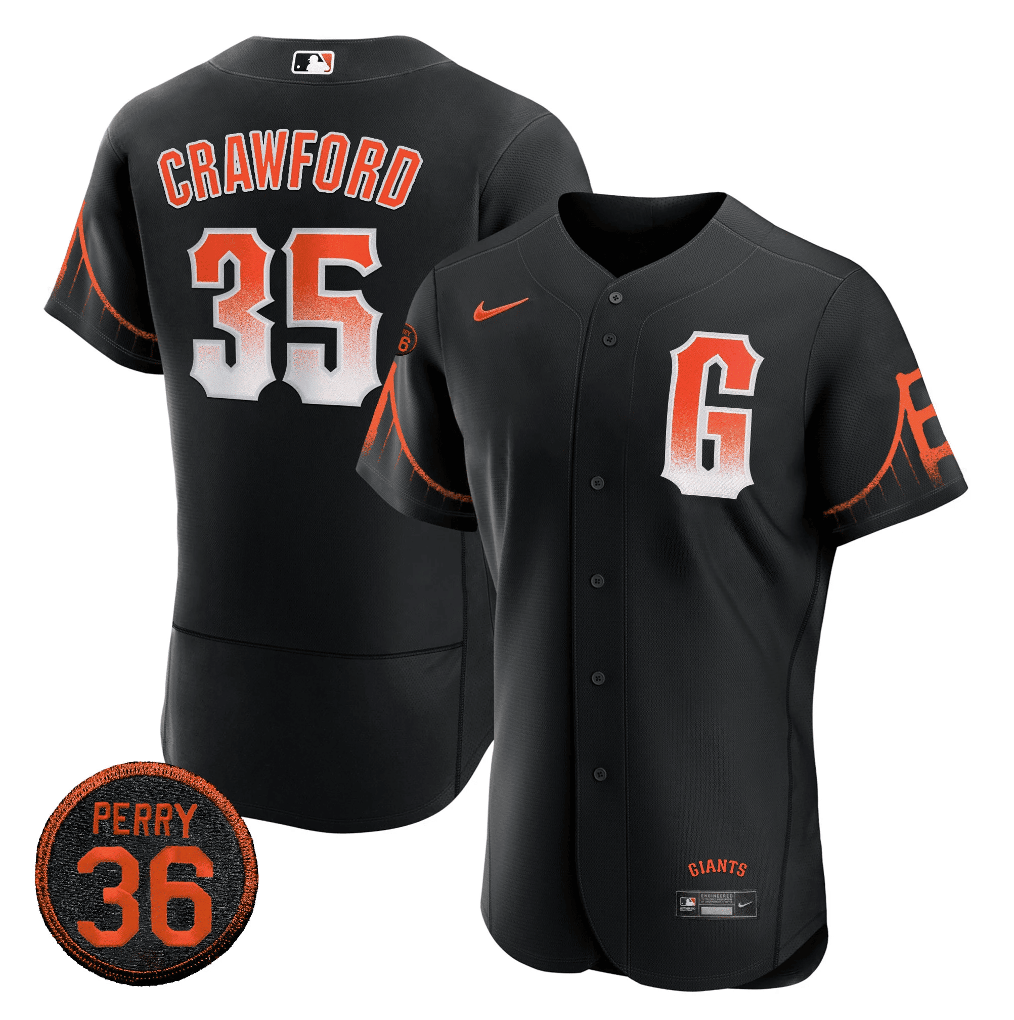 2023 Black City Connect #36 Gaylord Perry Patch Jersey