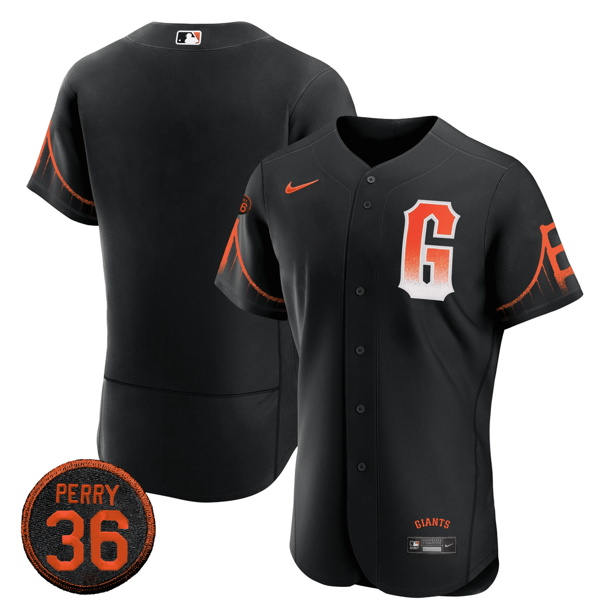 2023 Black City Connect #36 Gaylord Perry Patch Jersey