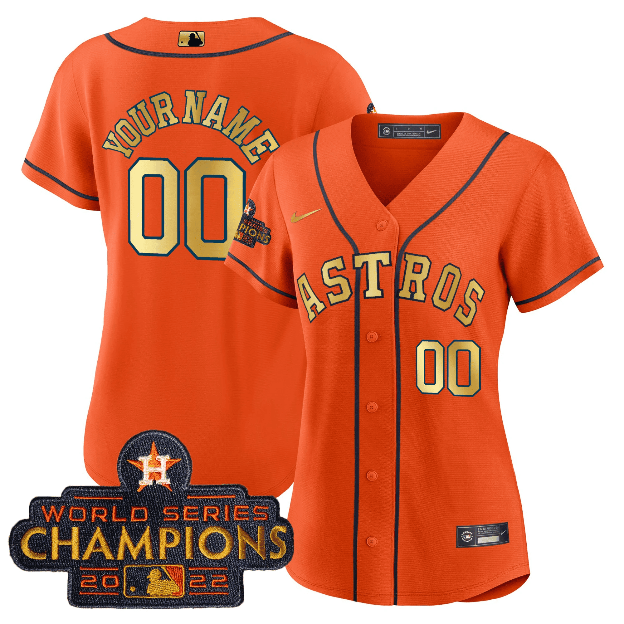 2023 Champions Orange Gold Custom Jersey