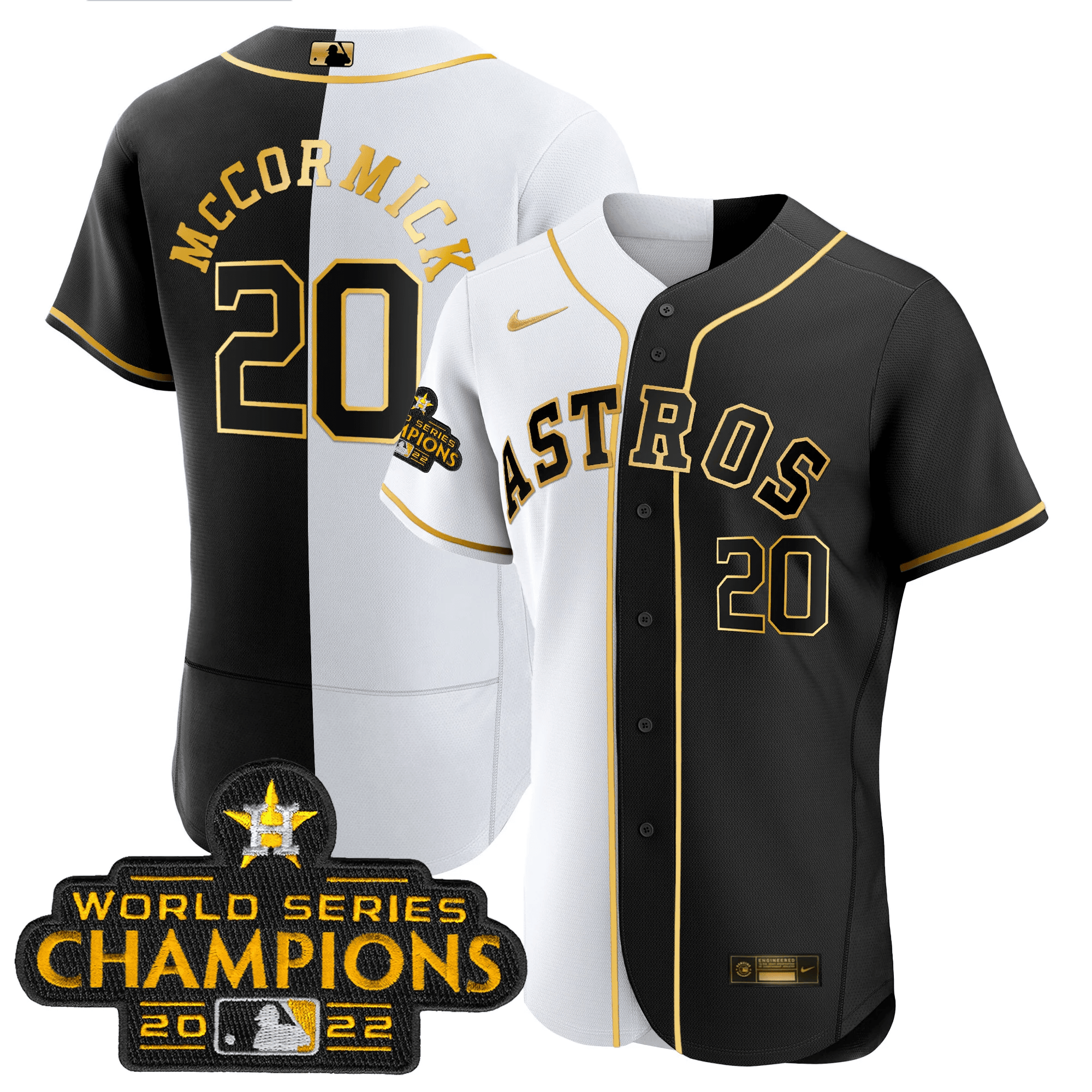 2023 Flex Base Split Black & White Gold Jersey