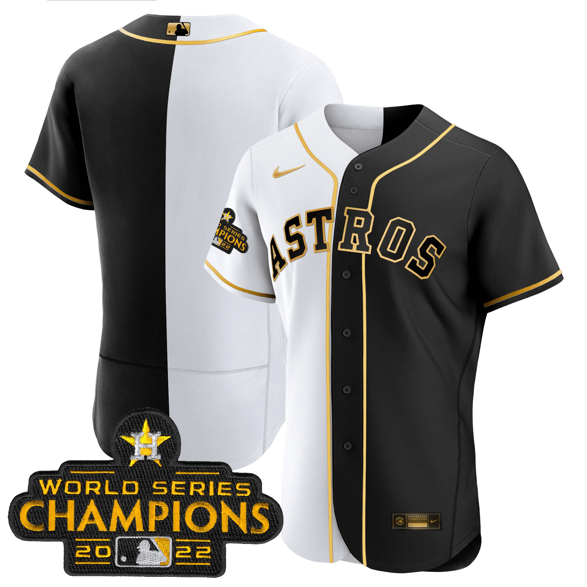 2023 Flex Base Split Black & White Gold Jersey