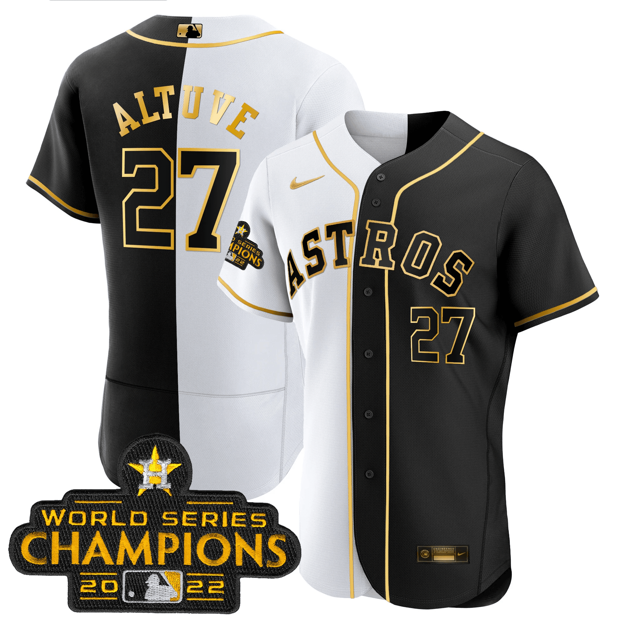 2023 Flex Base Split Black & White Gold Jersey