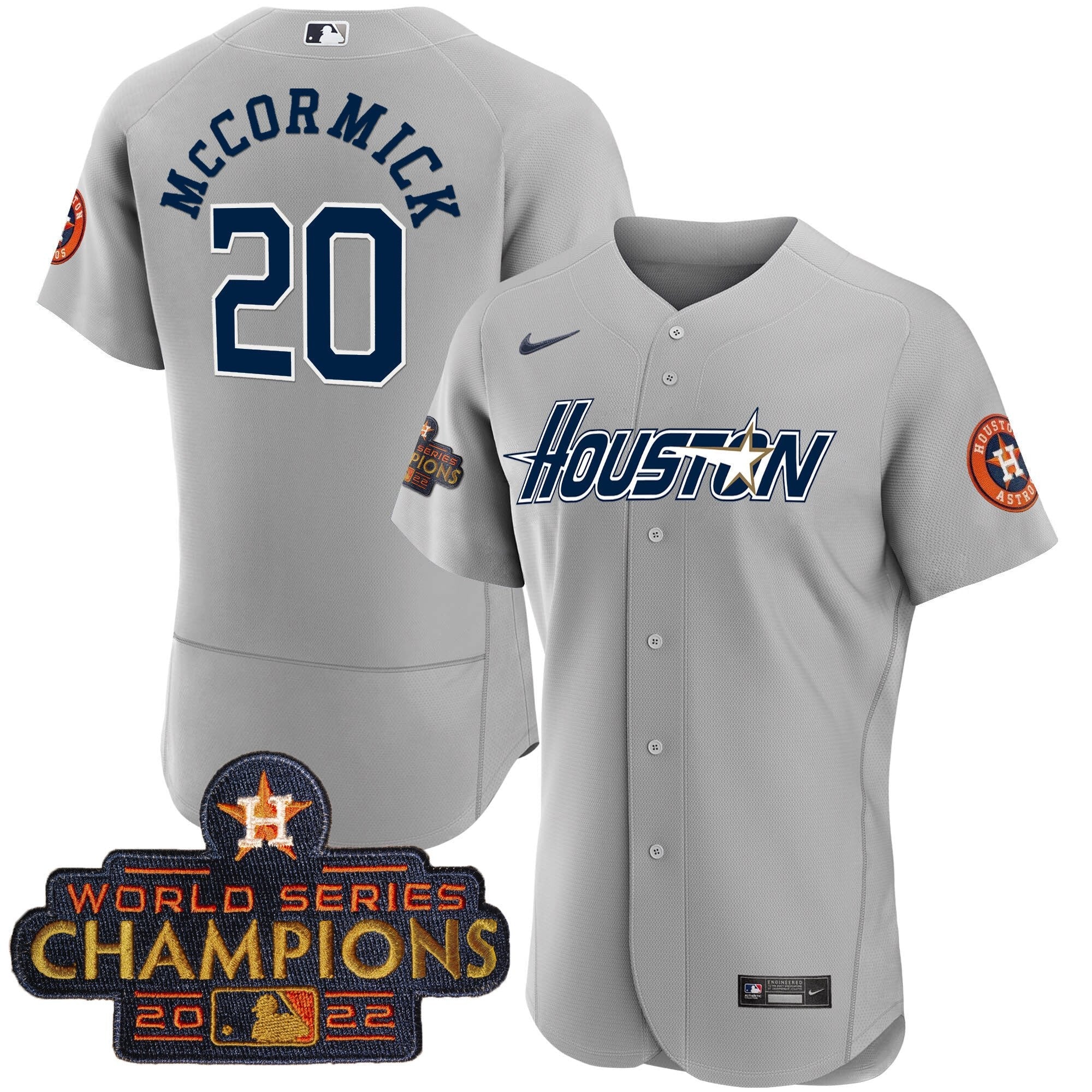 Men’s Houston Gray & Gold 2023 Champions Patch Jersey