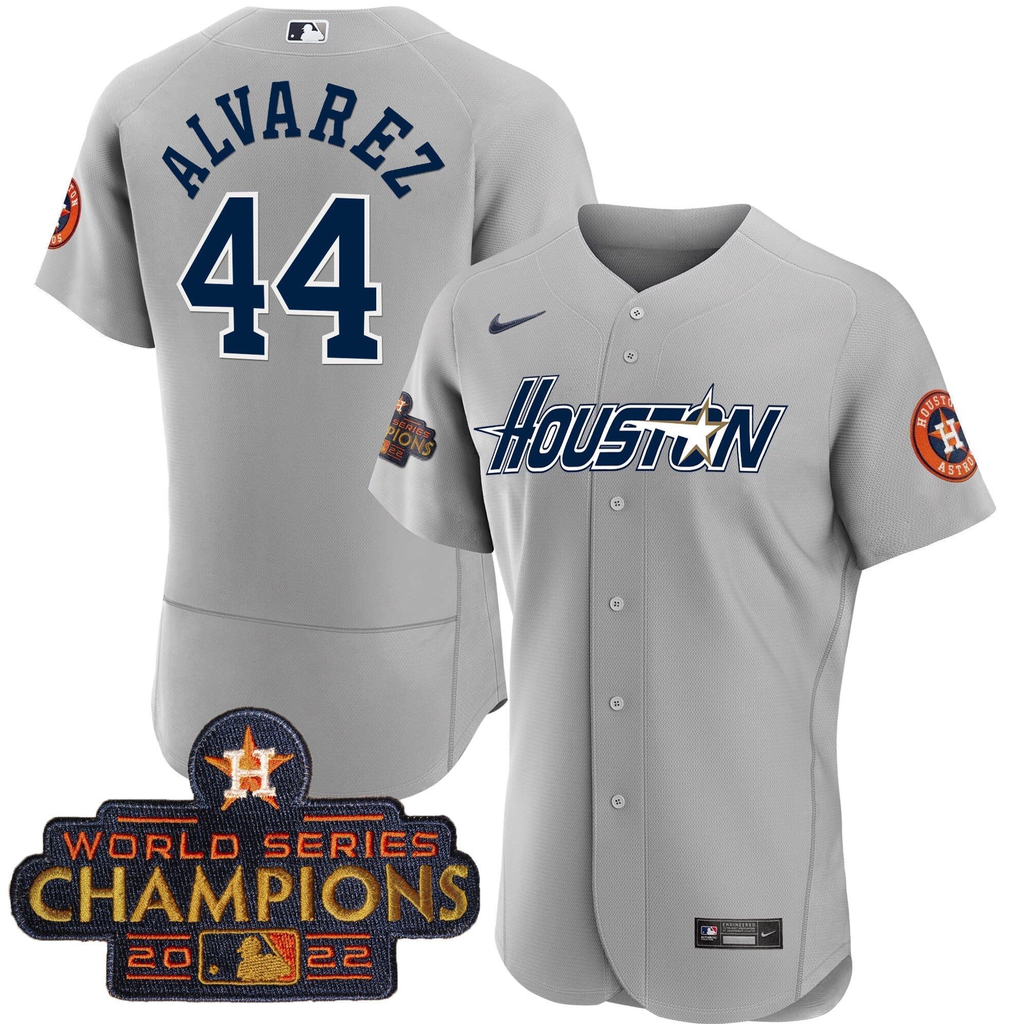 Men’s Houston Gray & Gold 2023 Champions Patch Jersey