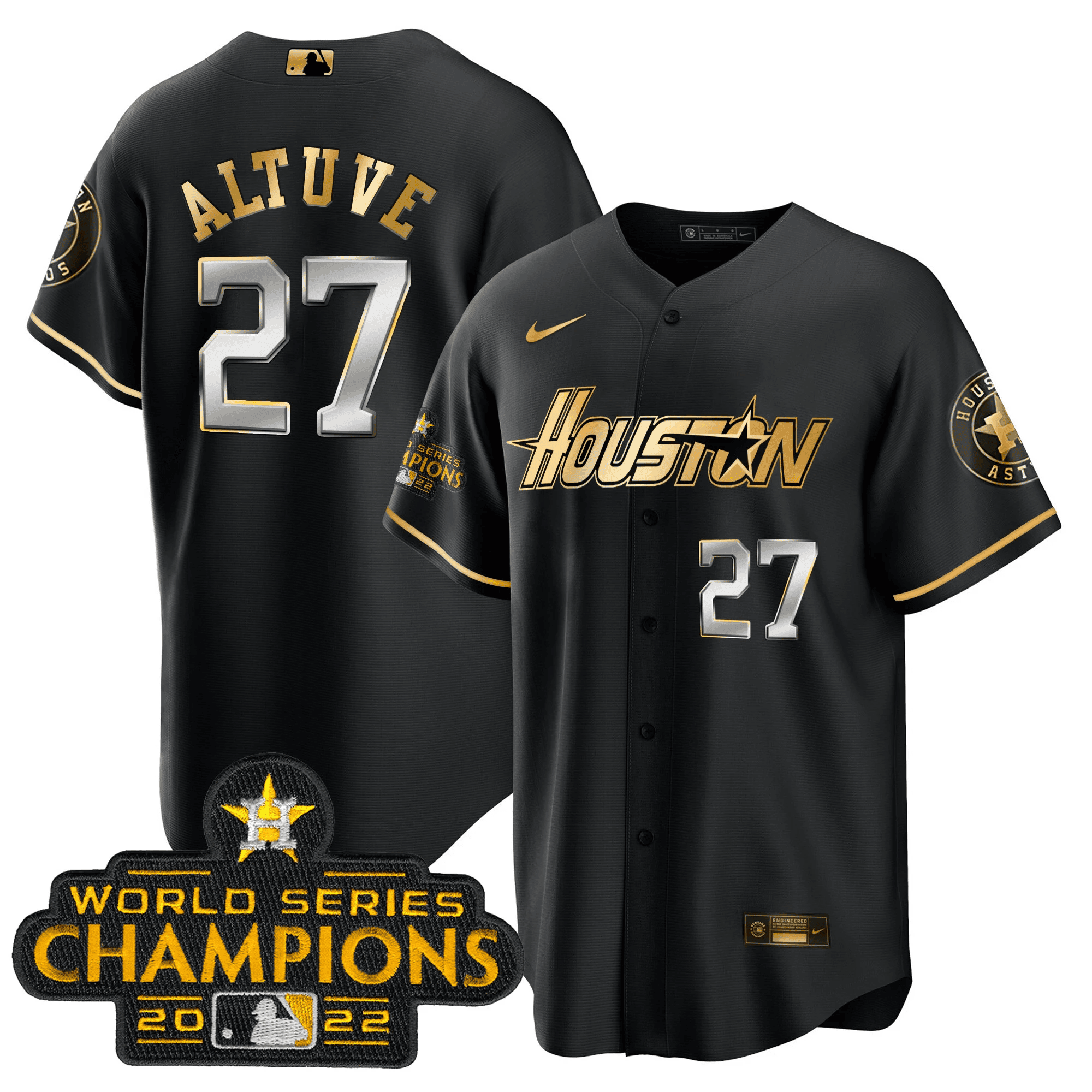 Men’s Houston Gray & Gold 2023 Champions Patch Jersey
