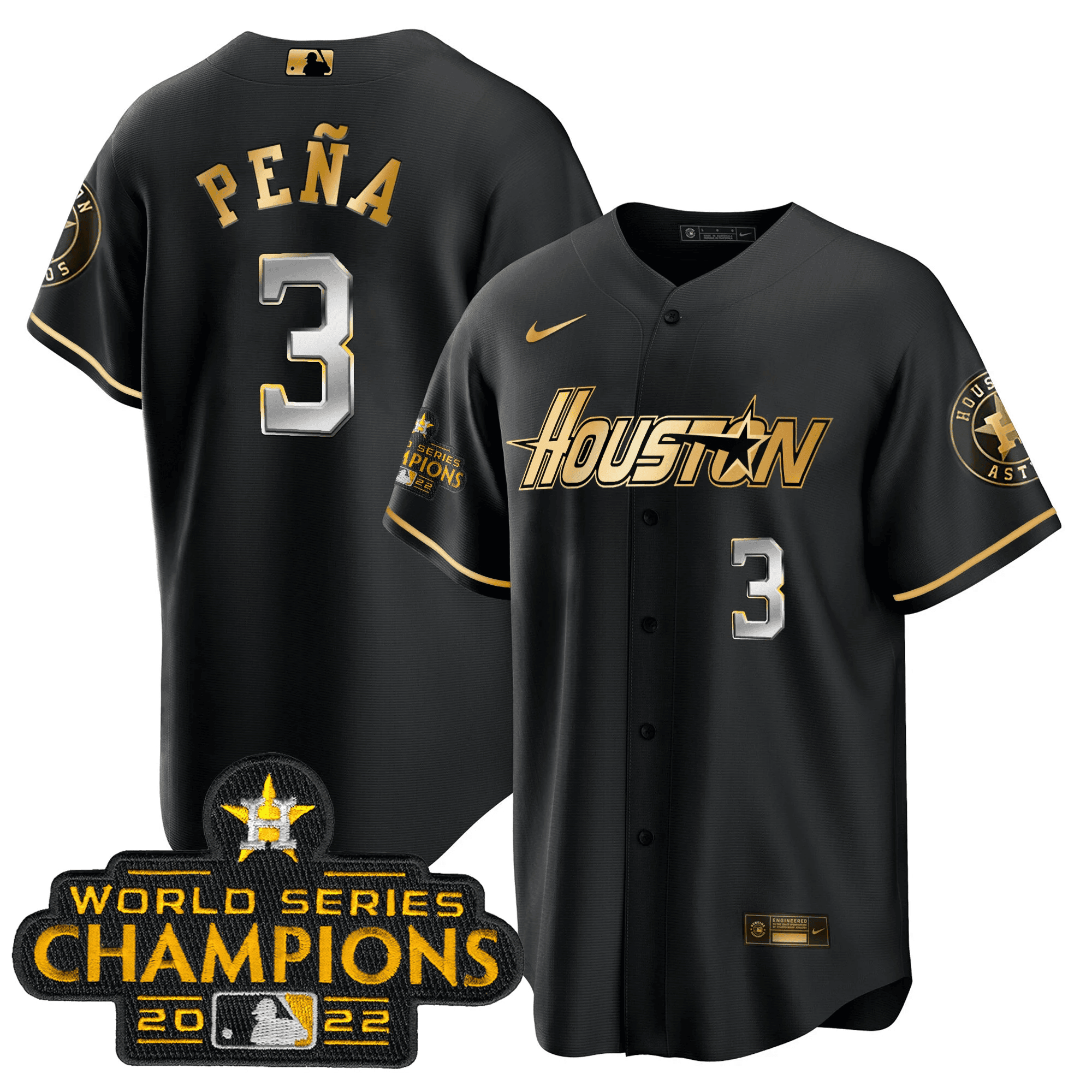 Men’s Houston Gray & Gold 2023 Champions Patch Jersey