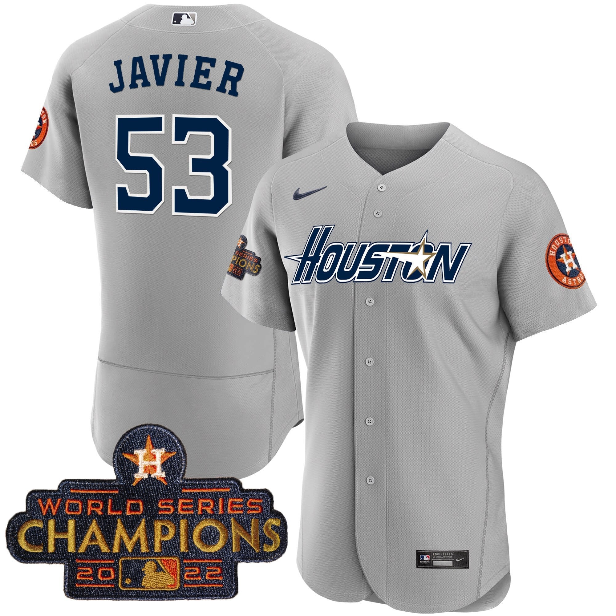 Men’s Houston Gray & Gold 2023 Champions Patch Jersey