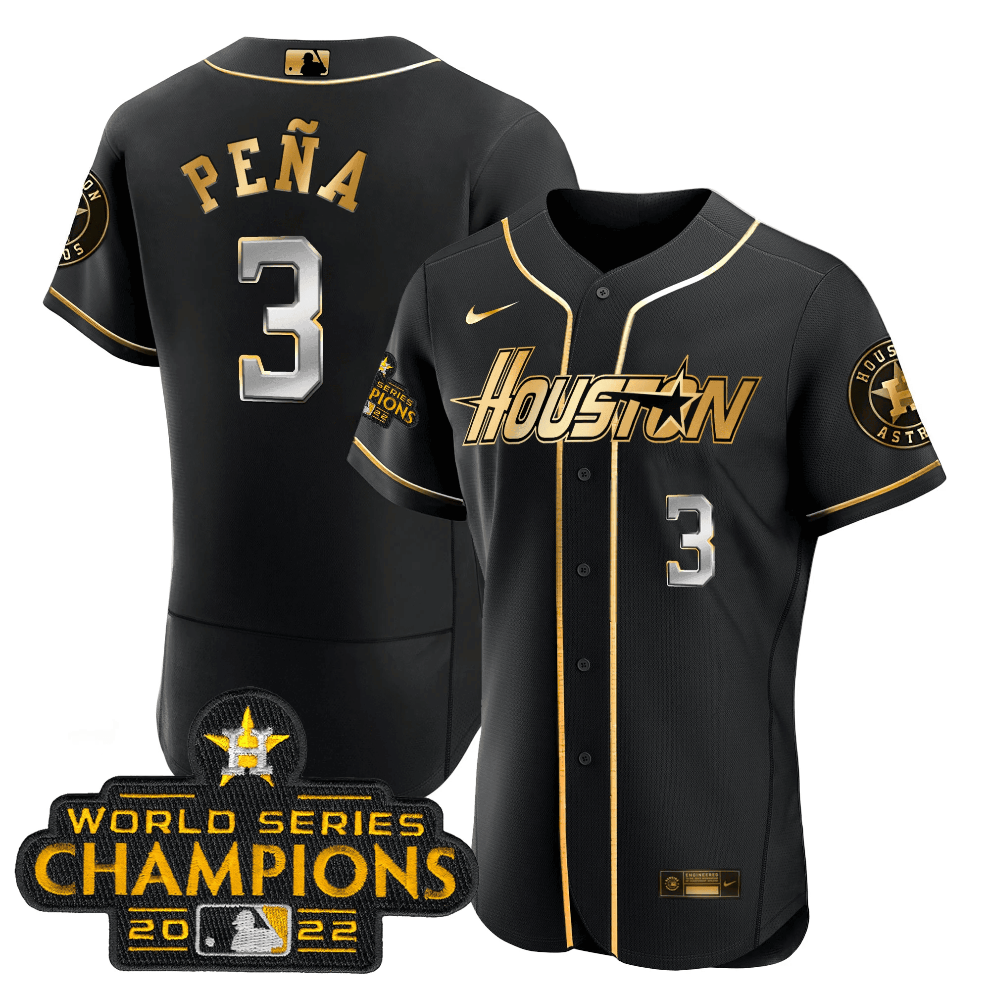 Men’s Houston Gray & Gold 2023 Champions Patch Jersey