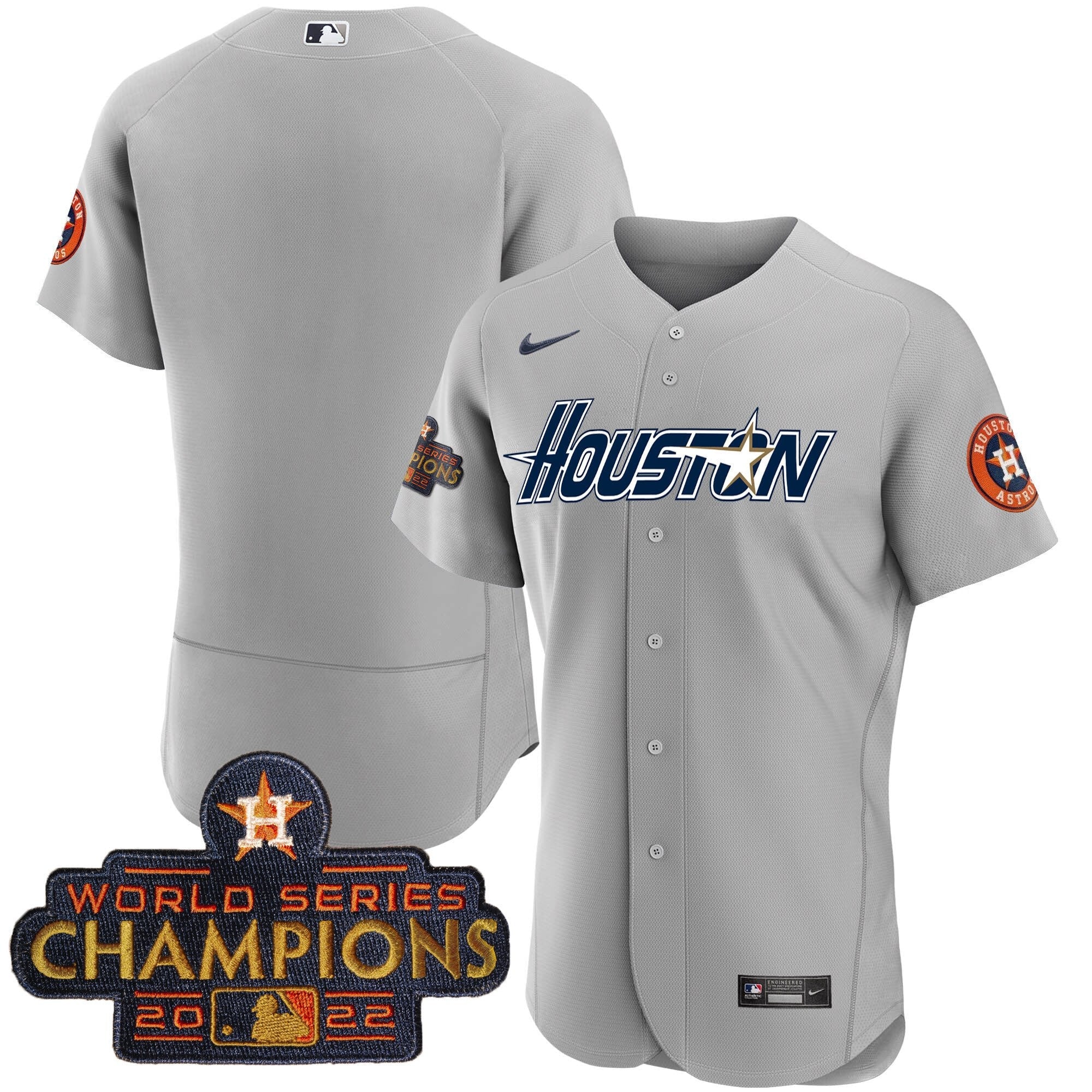Men’s Houston Gray & Gold 2023 Champions Patch Jersey
