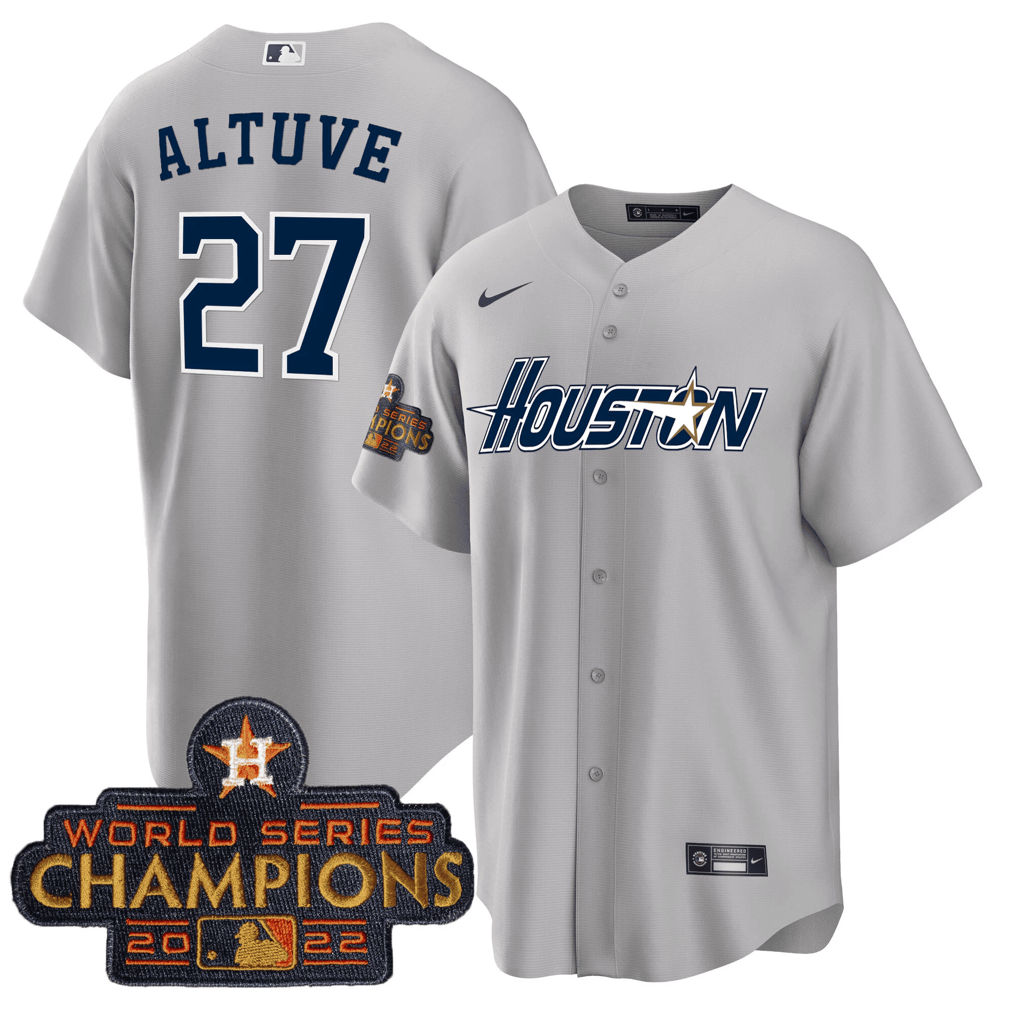 Men’s Houston Gray & Gold 2023 Champions Patch Jersey