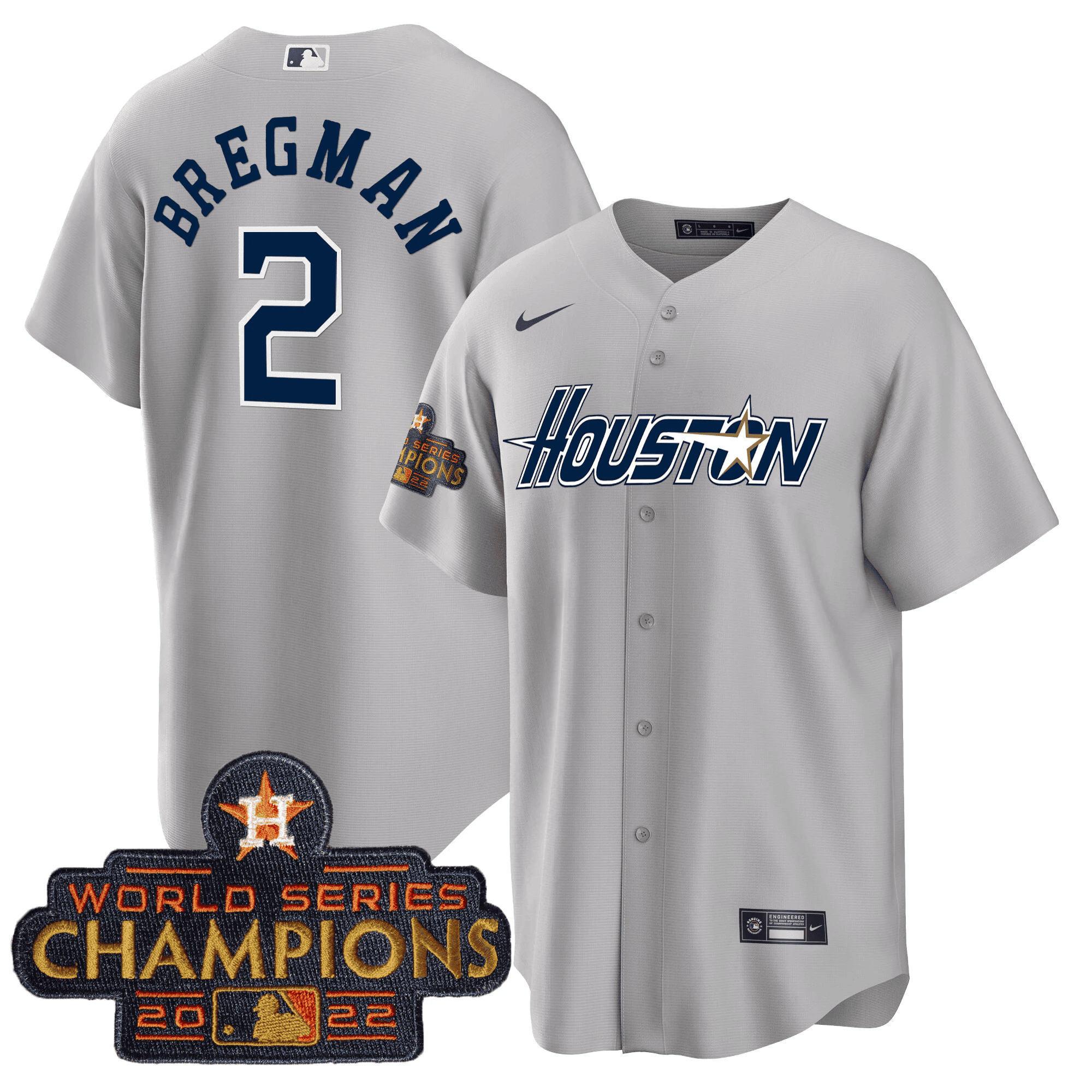 Men’s Houston Gray & Gold 2023 Champions Patch Jersey