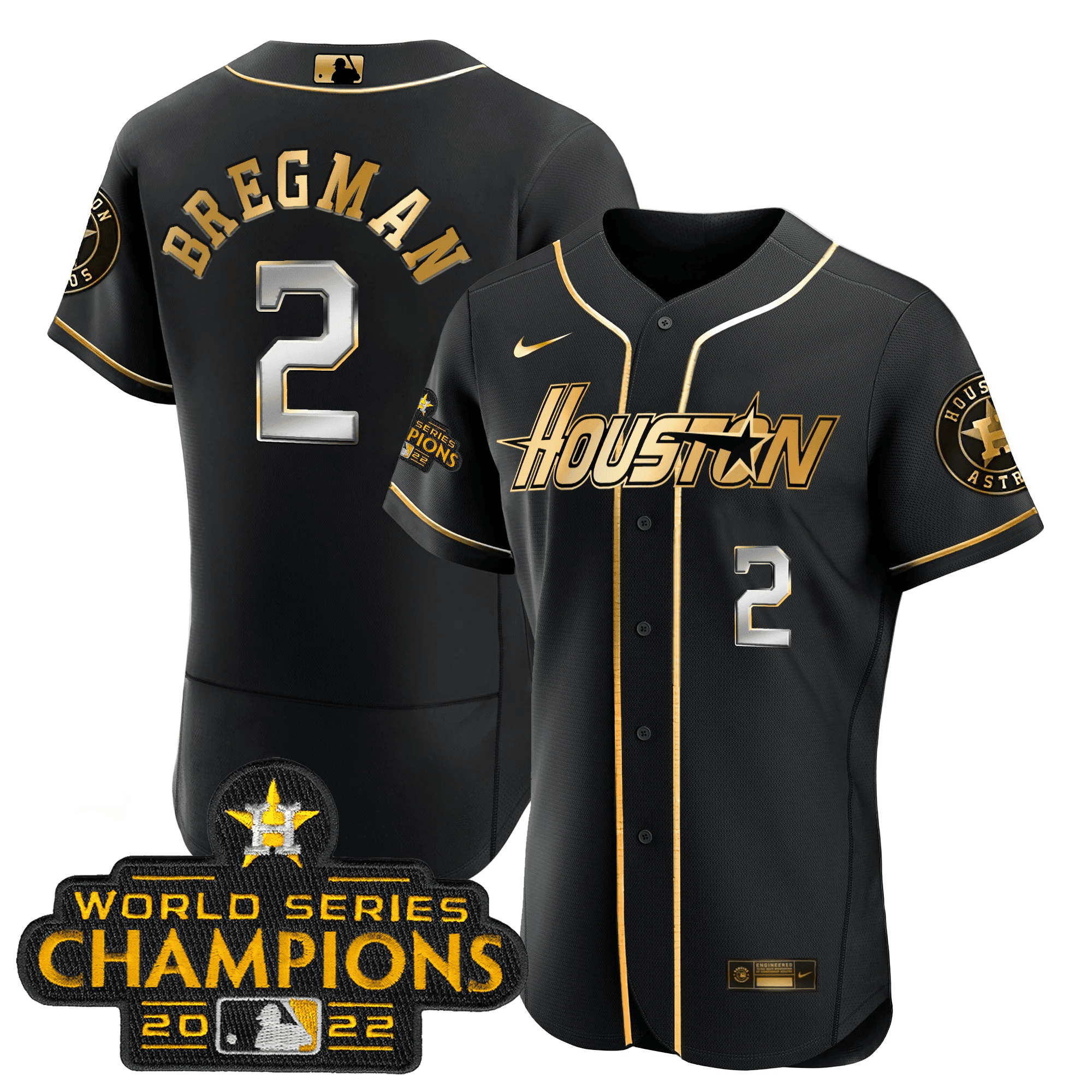 Men’s Houston Gray & Gold 2023 Champions Patch Jersey