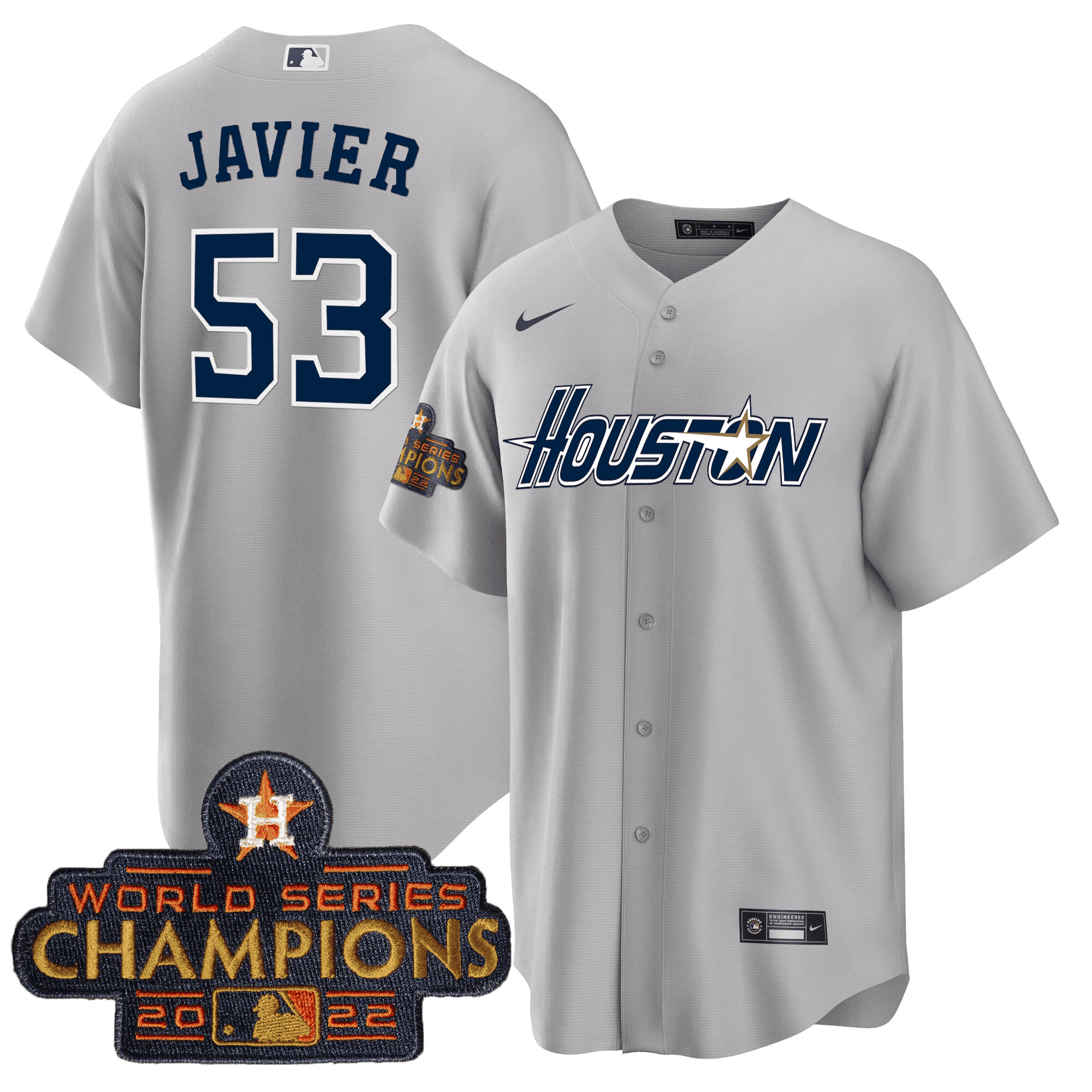 Men’s Houston Gray & Gold 2023 Champions Patch Jersey