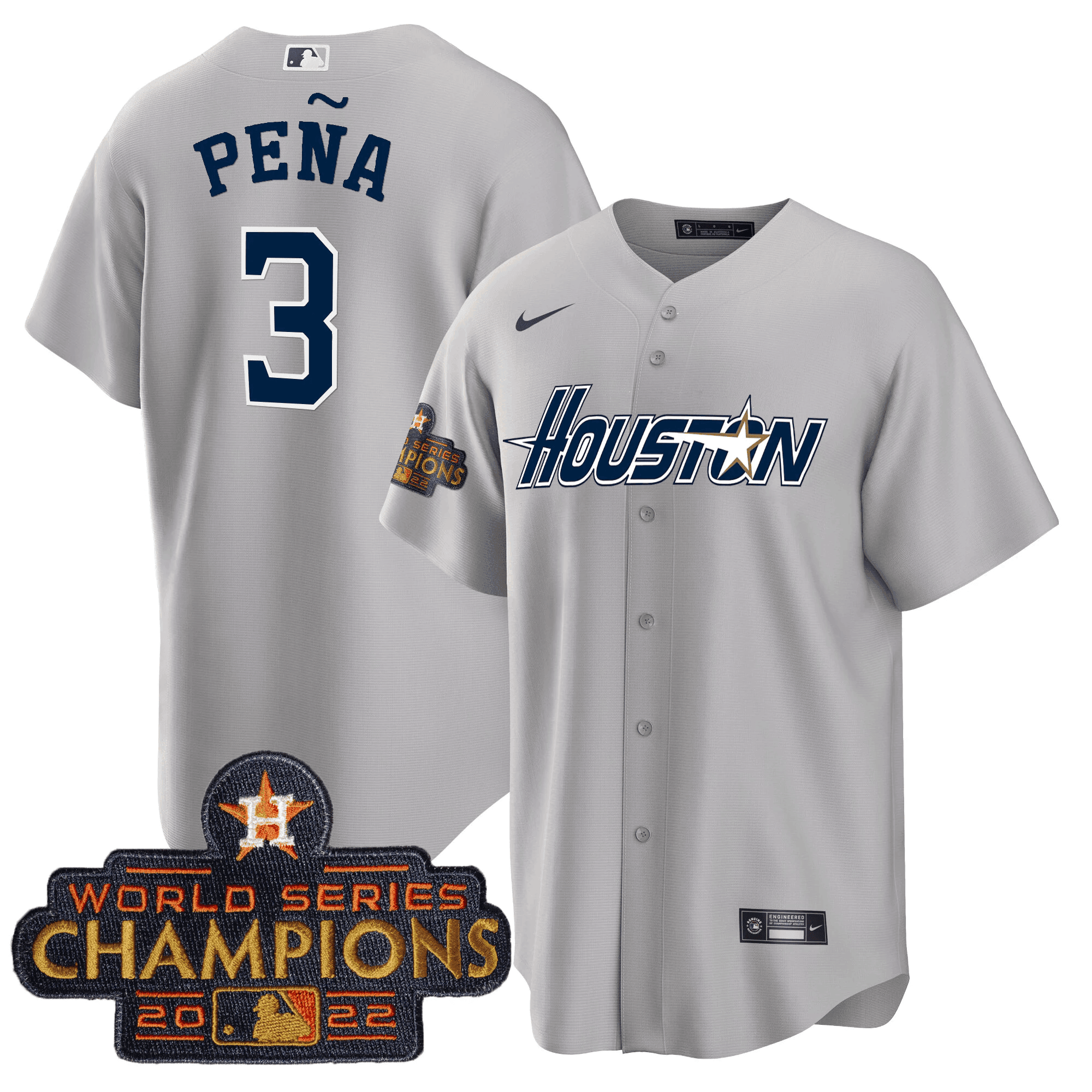 Men’s Houston Gray & Gold 2023 Champions Patch Jersey