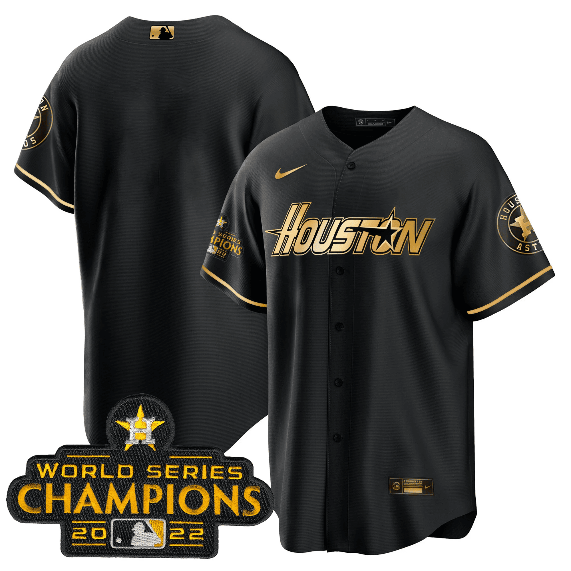 Men’s Houston Gray & Gold 2023 Champions Patch Jersey