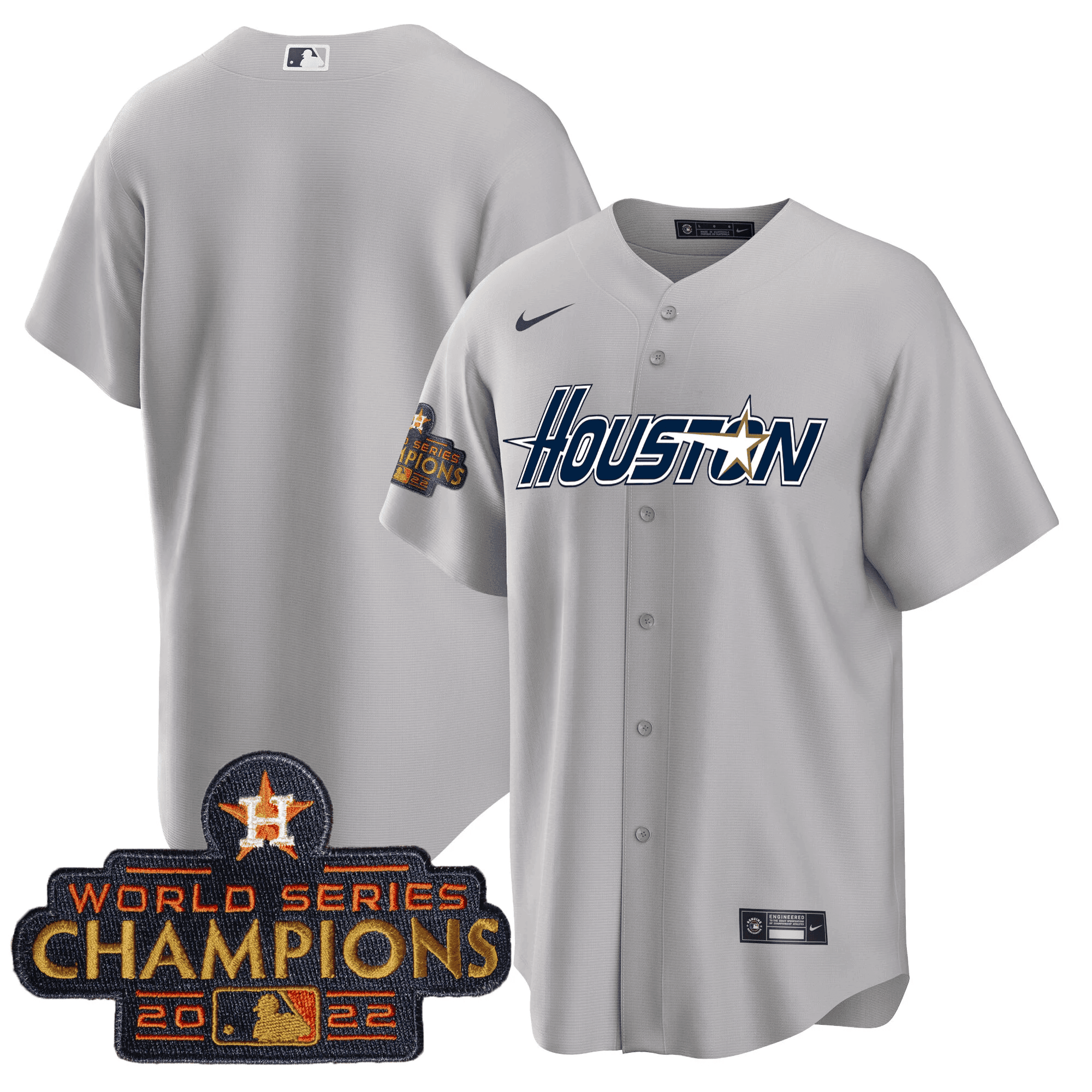 Men’s Houston Gray & Gold 2023 Champions Patch Jersey