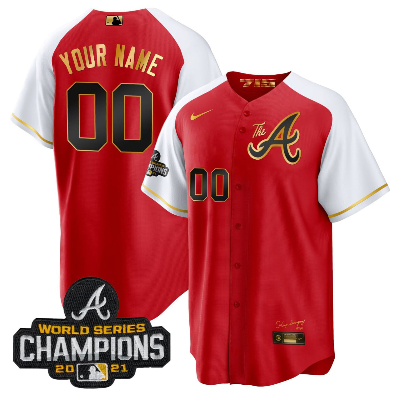 Atlanta Red White Alternate Custom Jersey
