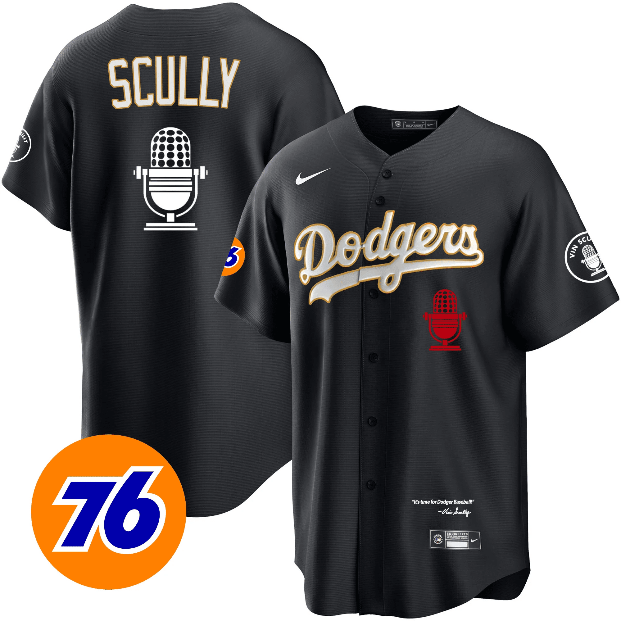 Men’s Los Angeles Vin Scully 76 Patch Gold Trim Jersey