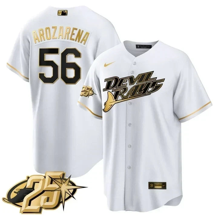 Randy Arozarena Tampa Bay White Gold Jersey