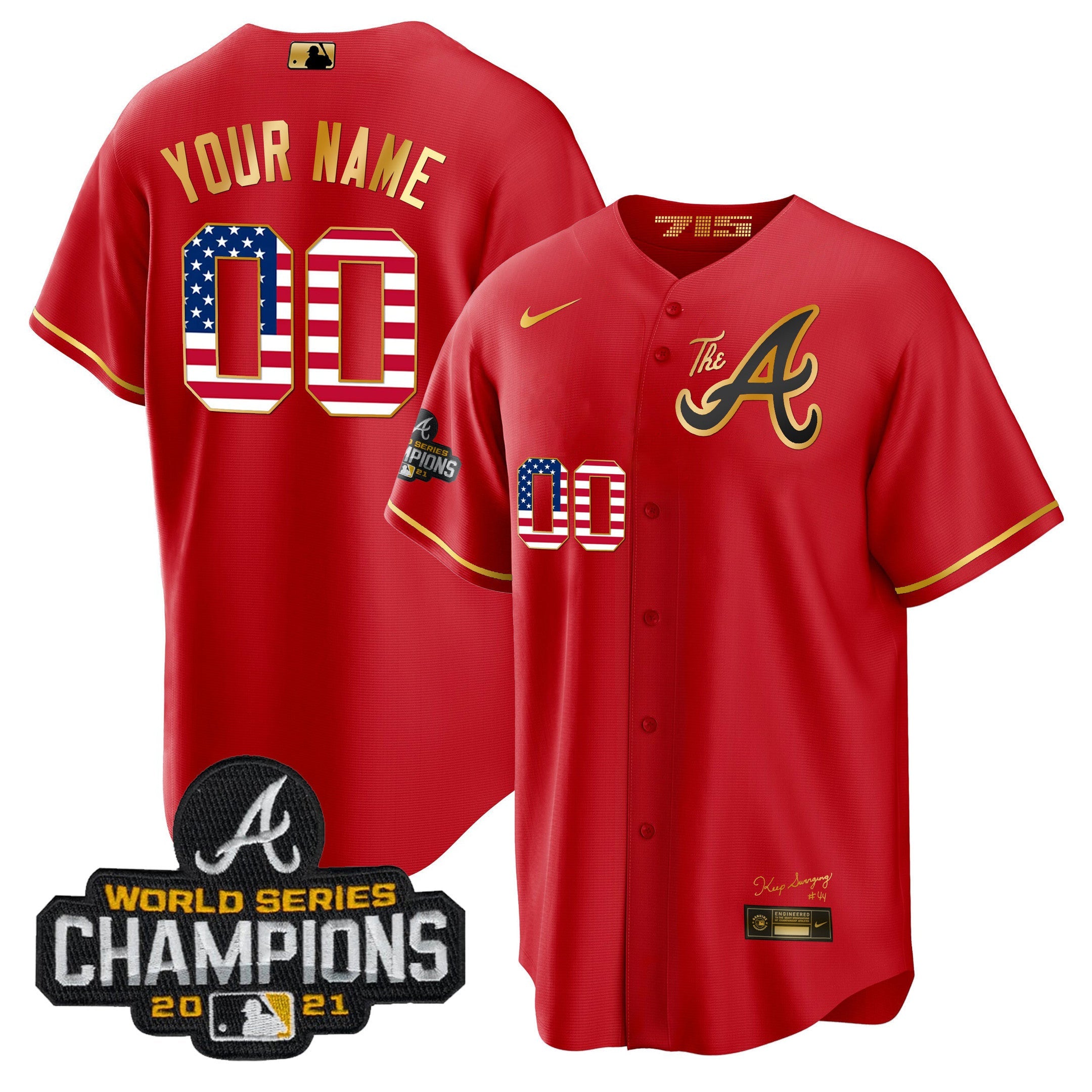 Atlanta The A Gold Flag Custom Jersey