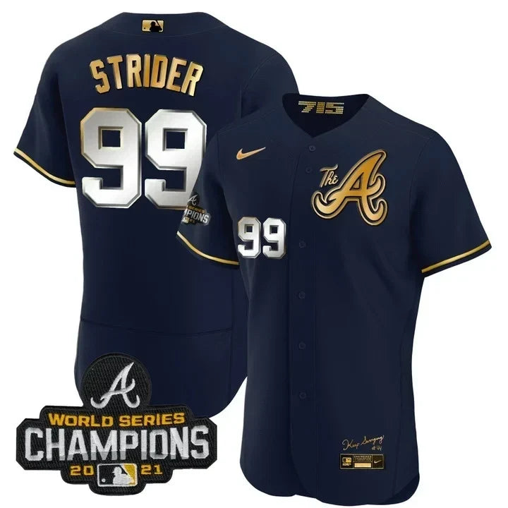 Spencer Strider Atlanta City Connect White Gold Jersey