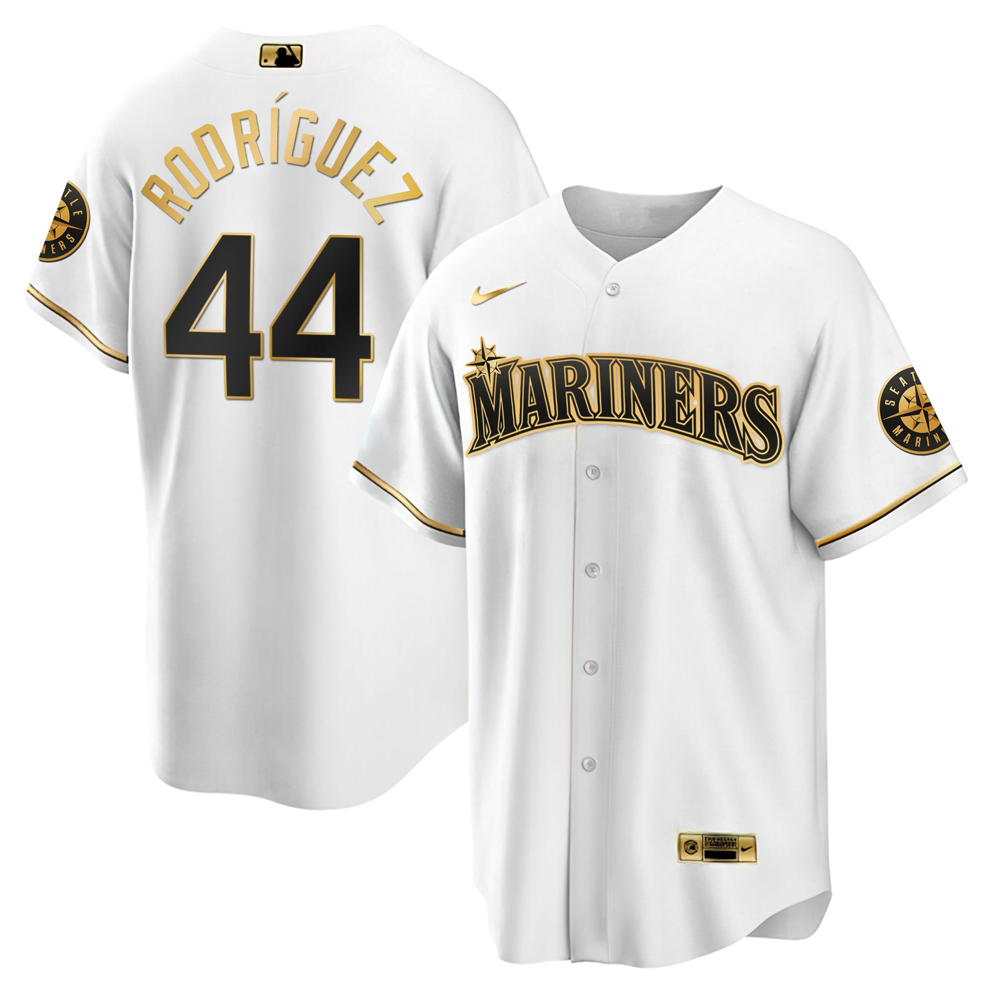 Julio Rodriguez Seattle White Gold & Black Gold Jersey