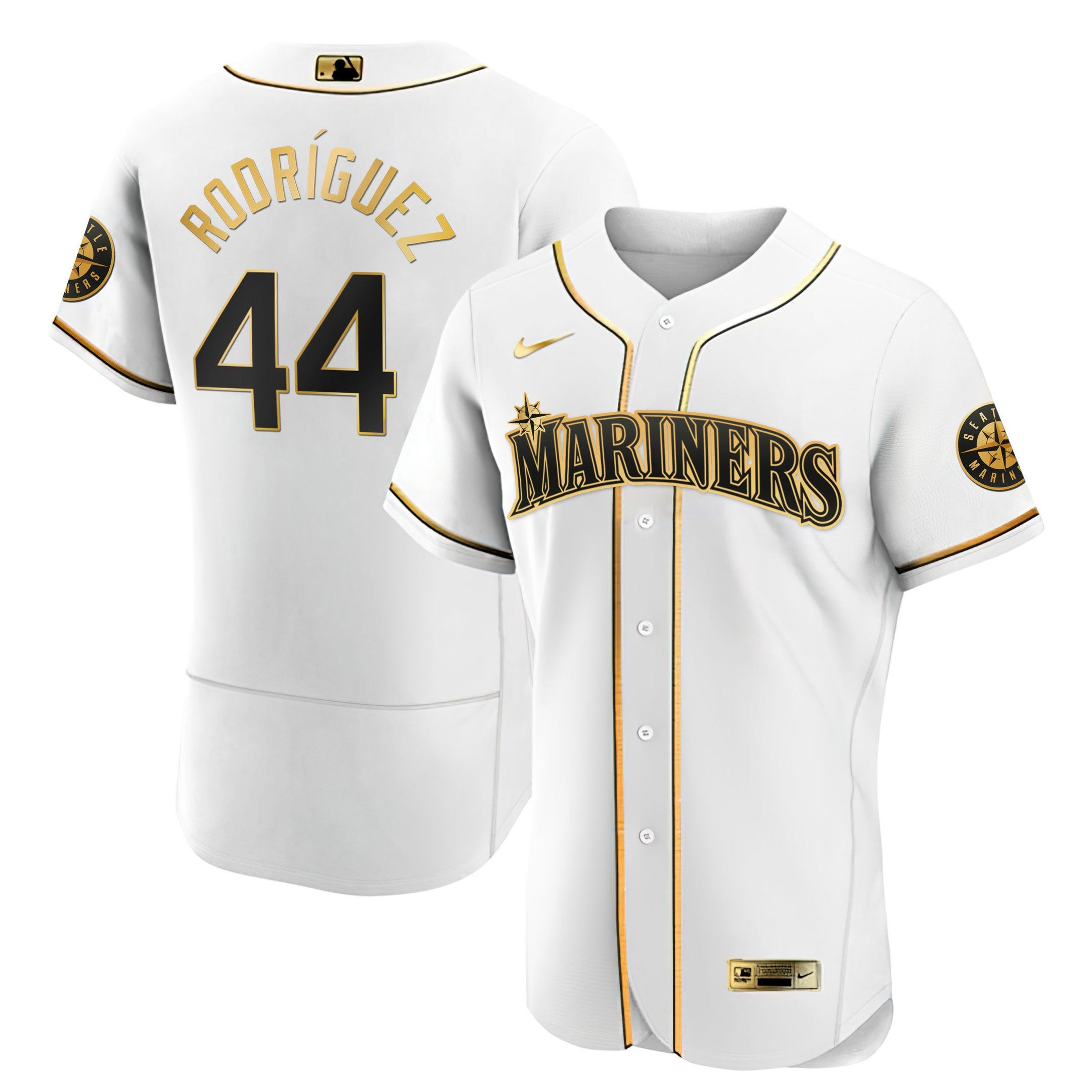 Julio Rodriguez Seattle White Gold & Black Gold Jersey