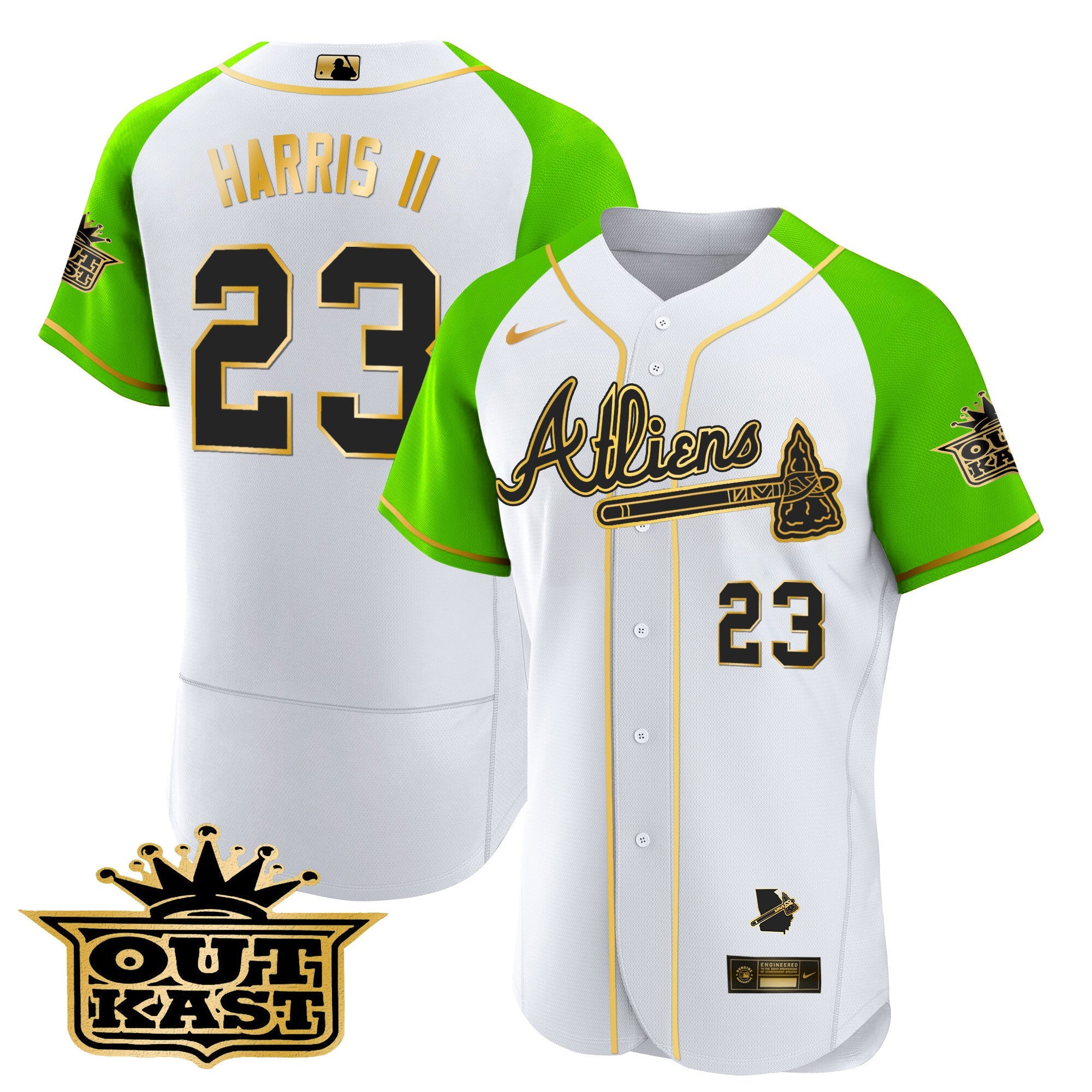 Men’s Atlanta Atliens Gold Alternate Flex Base Jersey
