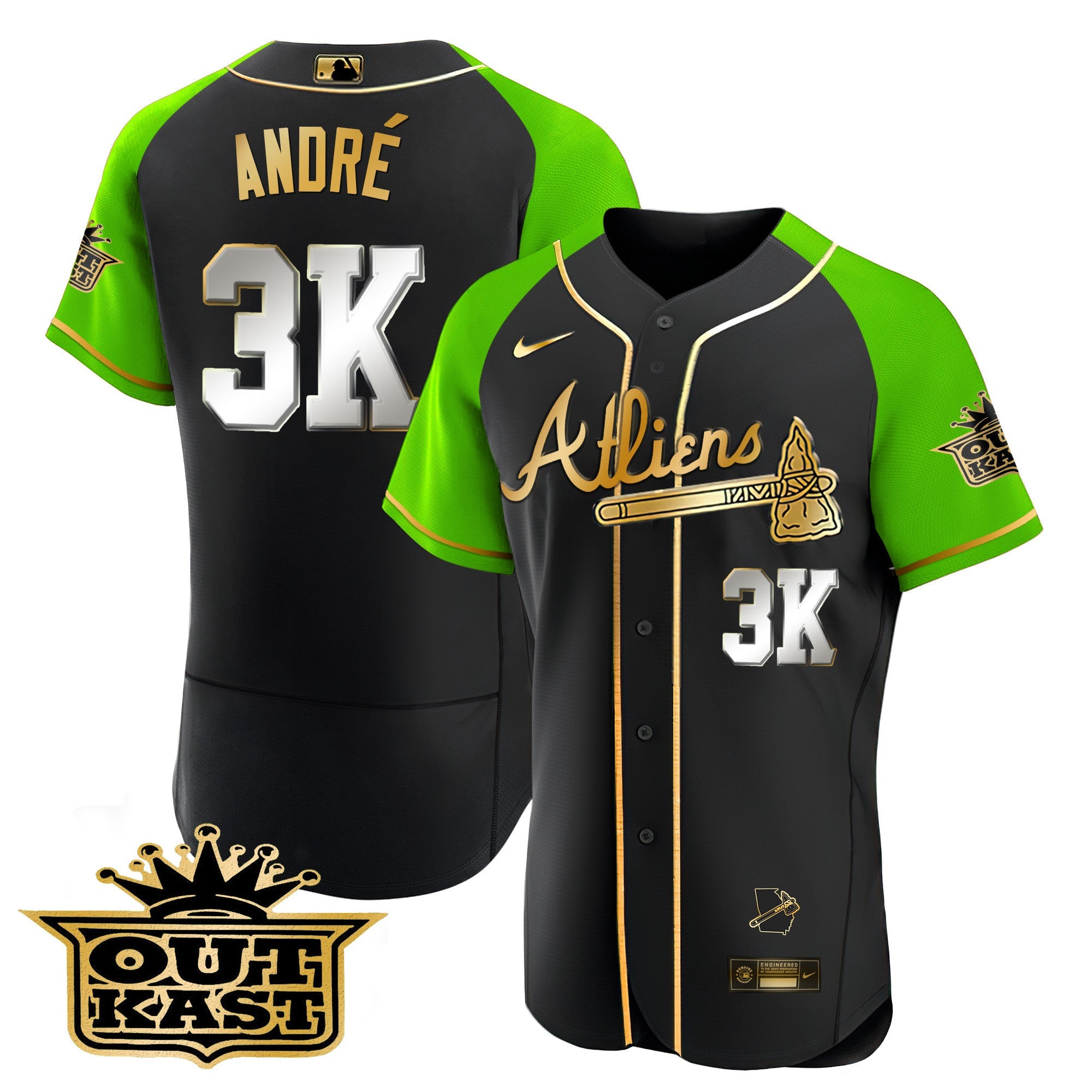 Men’s Atlanta Atliens Gold Alternate Flex Base Jersey