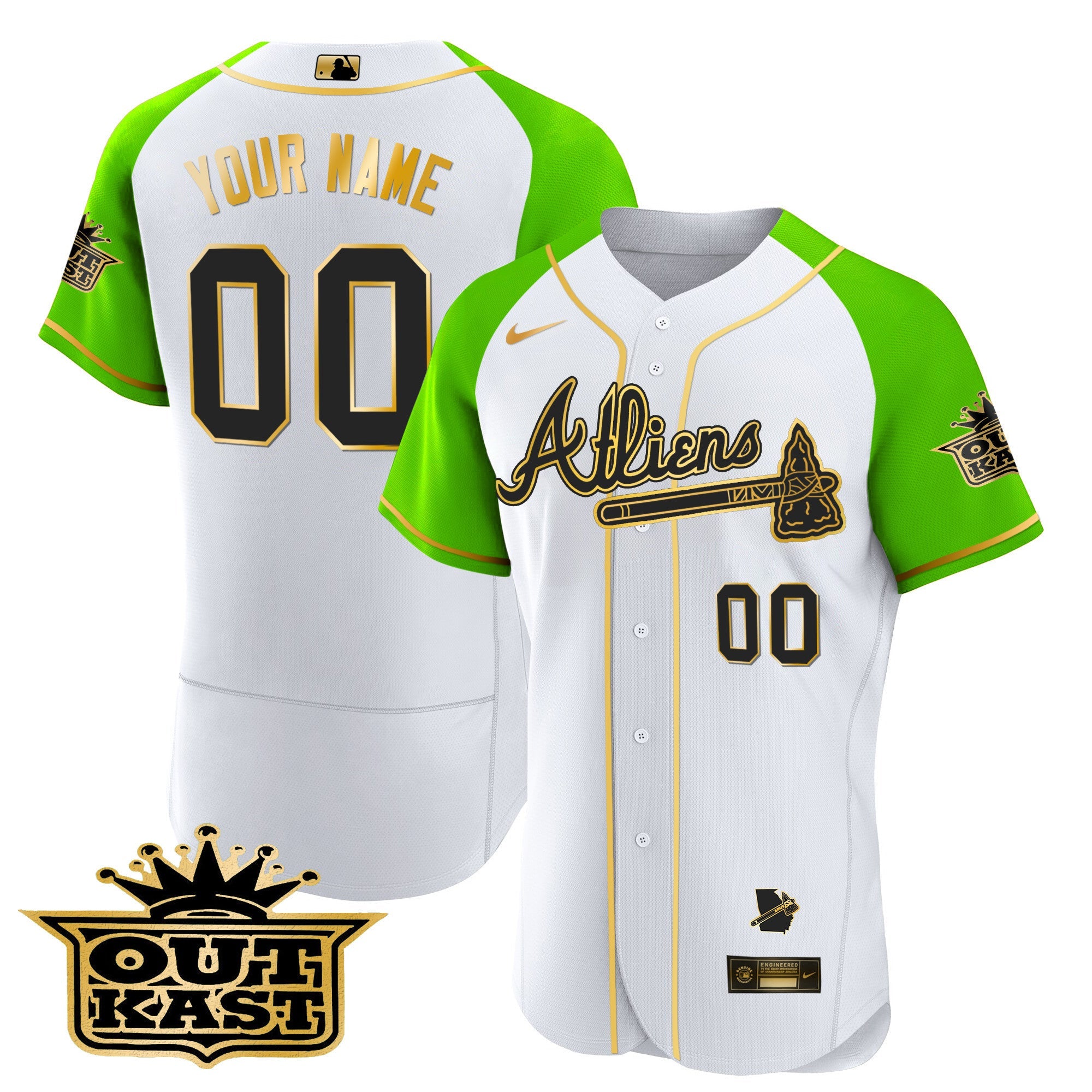 Atlanta Atliens Gold Alternate Flex Base Custom Jersey