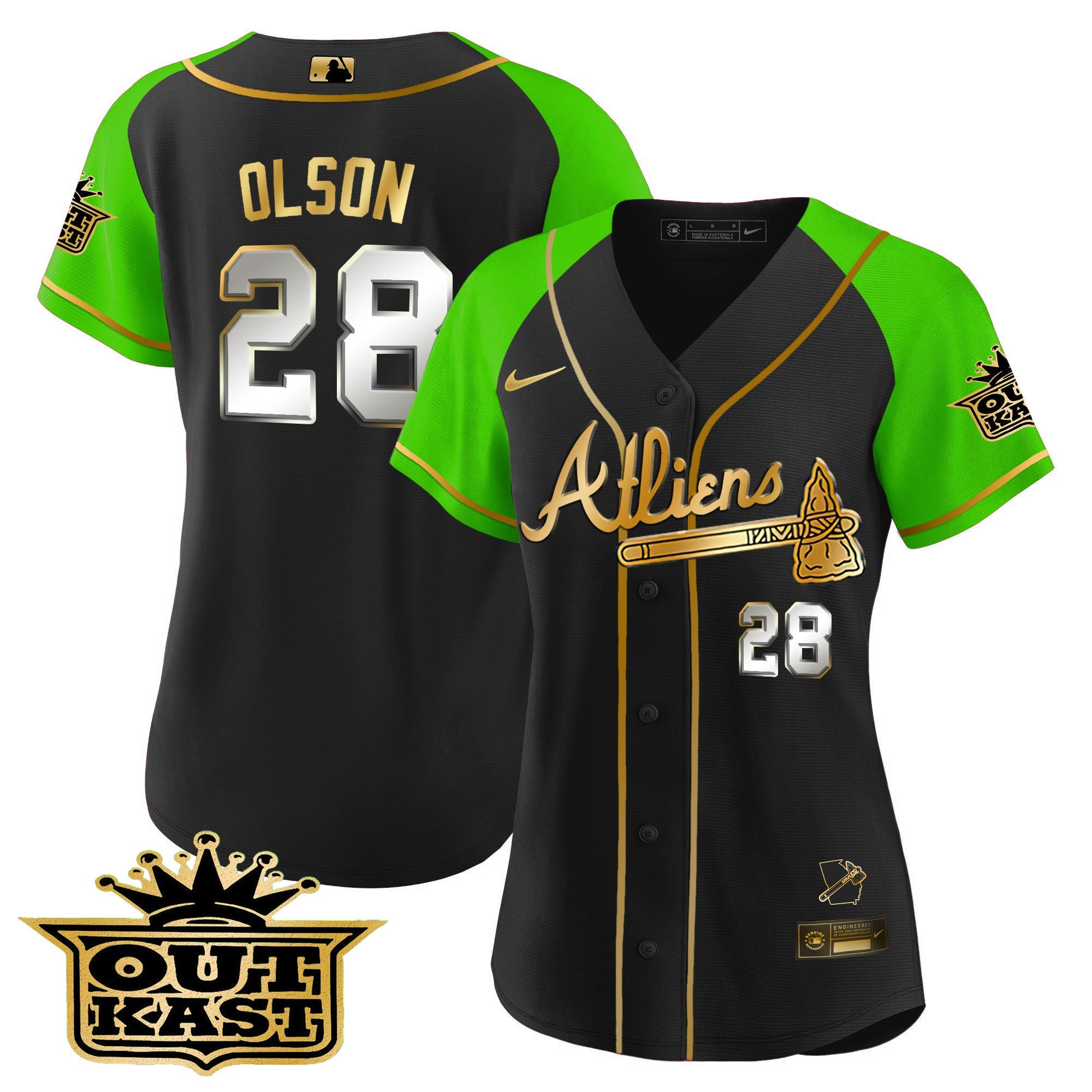 Women’s Atlanta Atliens Gold Alternate Baseball Jersey