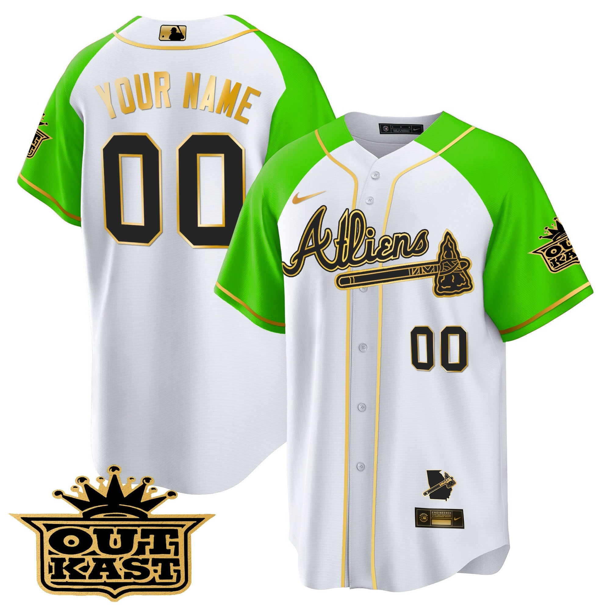 Atlanta Atliens Gold Alternate Cool Base Custom Jersey