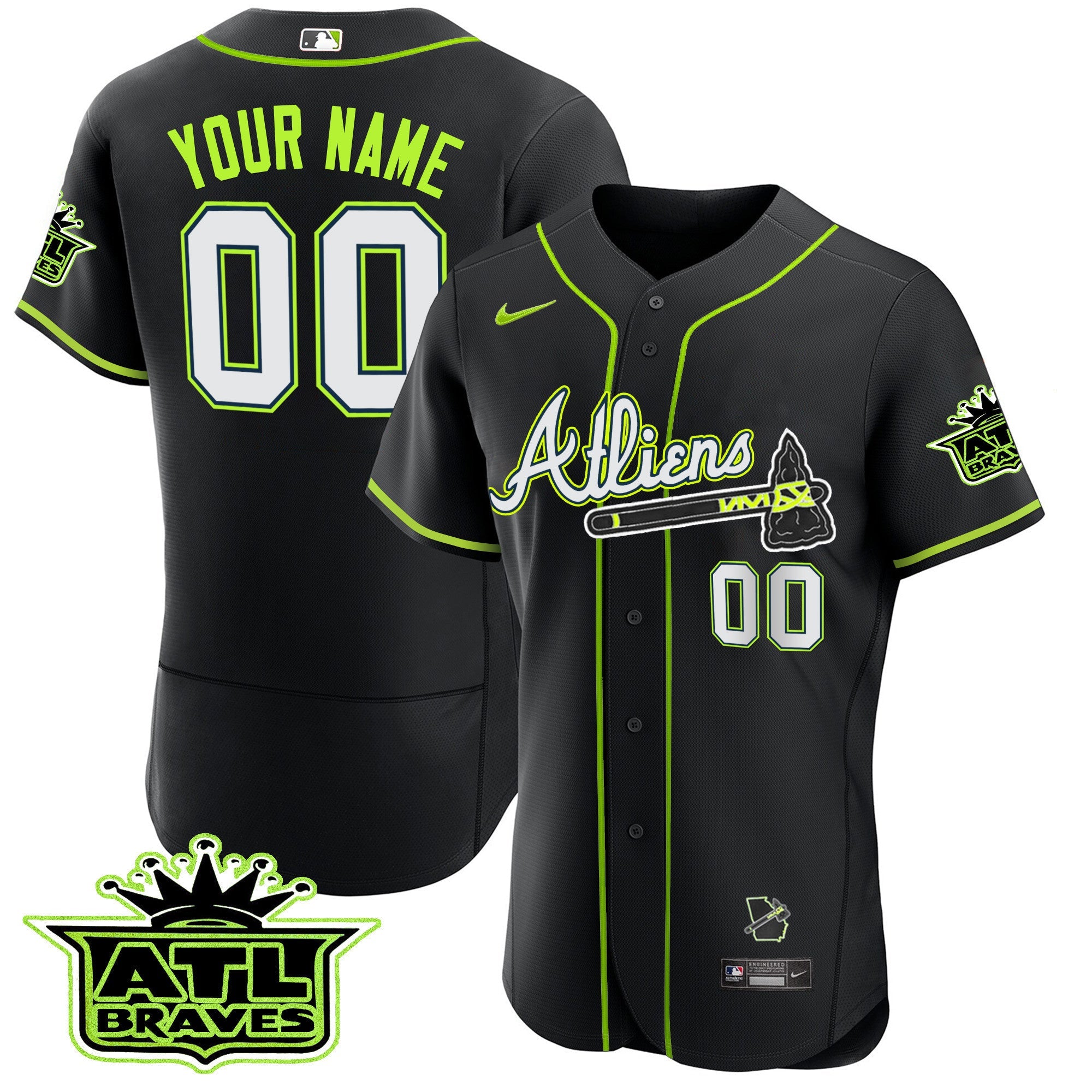 Atlanta Atliens ATL Patch Flex Base Custom Jersey