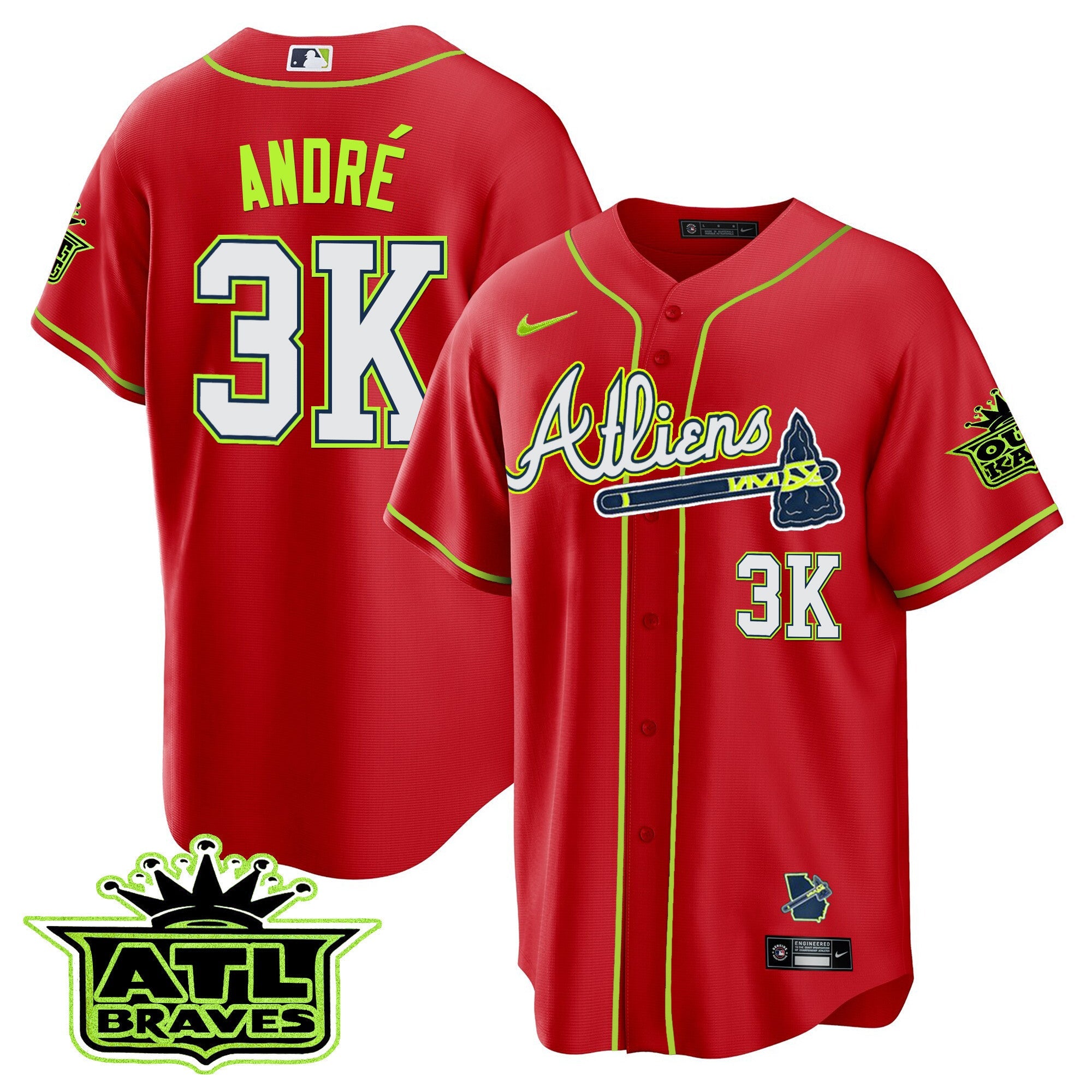 Men’s Atlanta Atliens ATL Patch Cool Base Jersey
