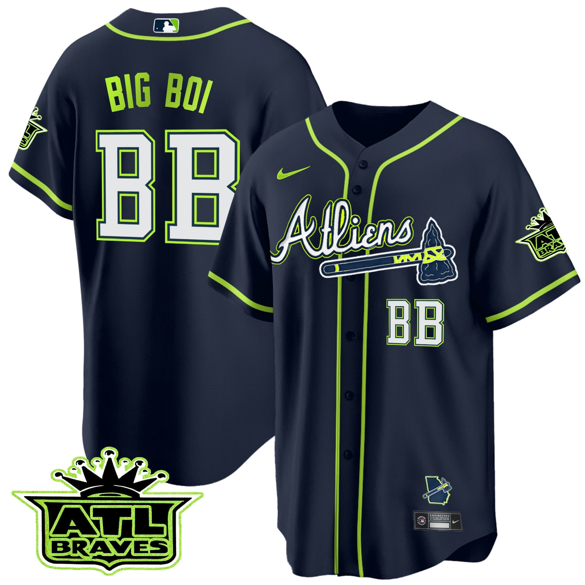 Men’s Atlanta Atliens ATL Patch Cool Base Jersey