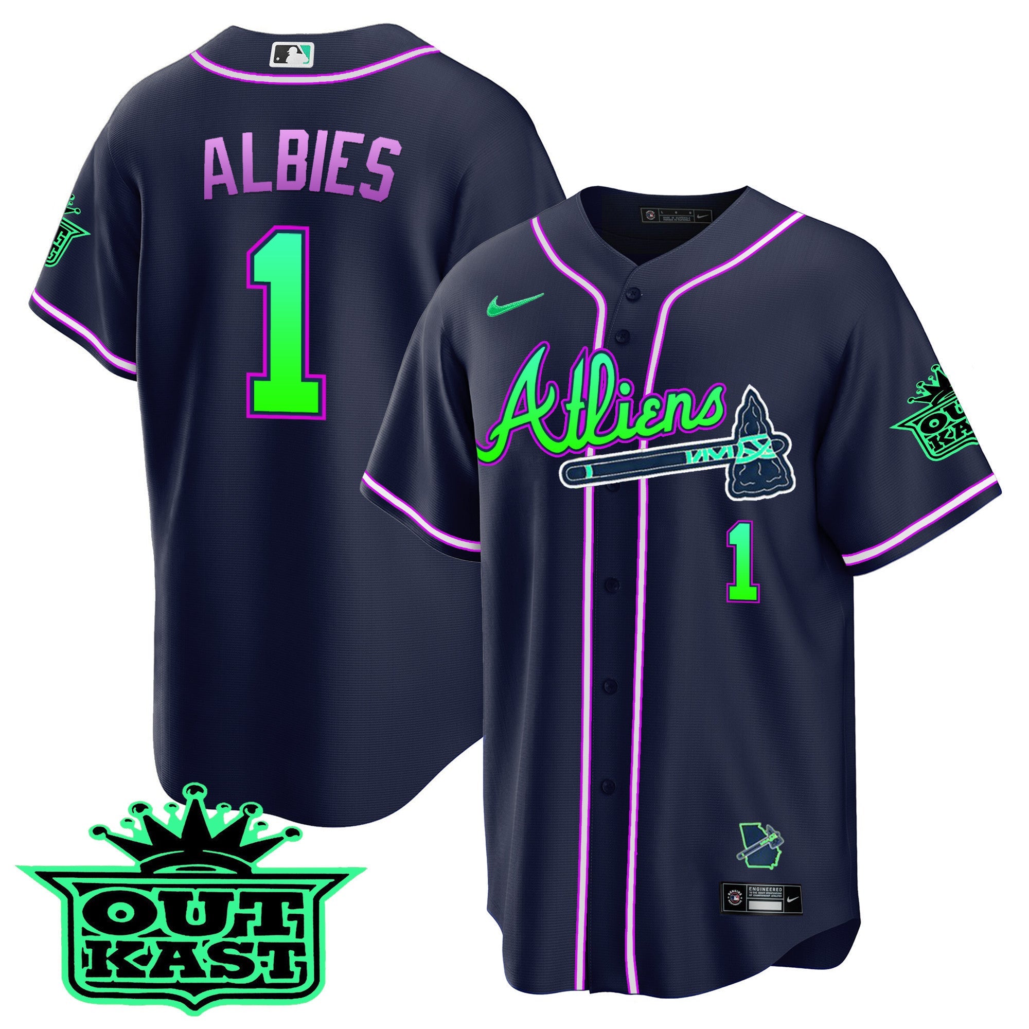 Men’s Atlanta Atliens Cool Base Jersey – Galaxy Version – Stitched