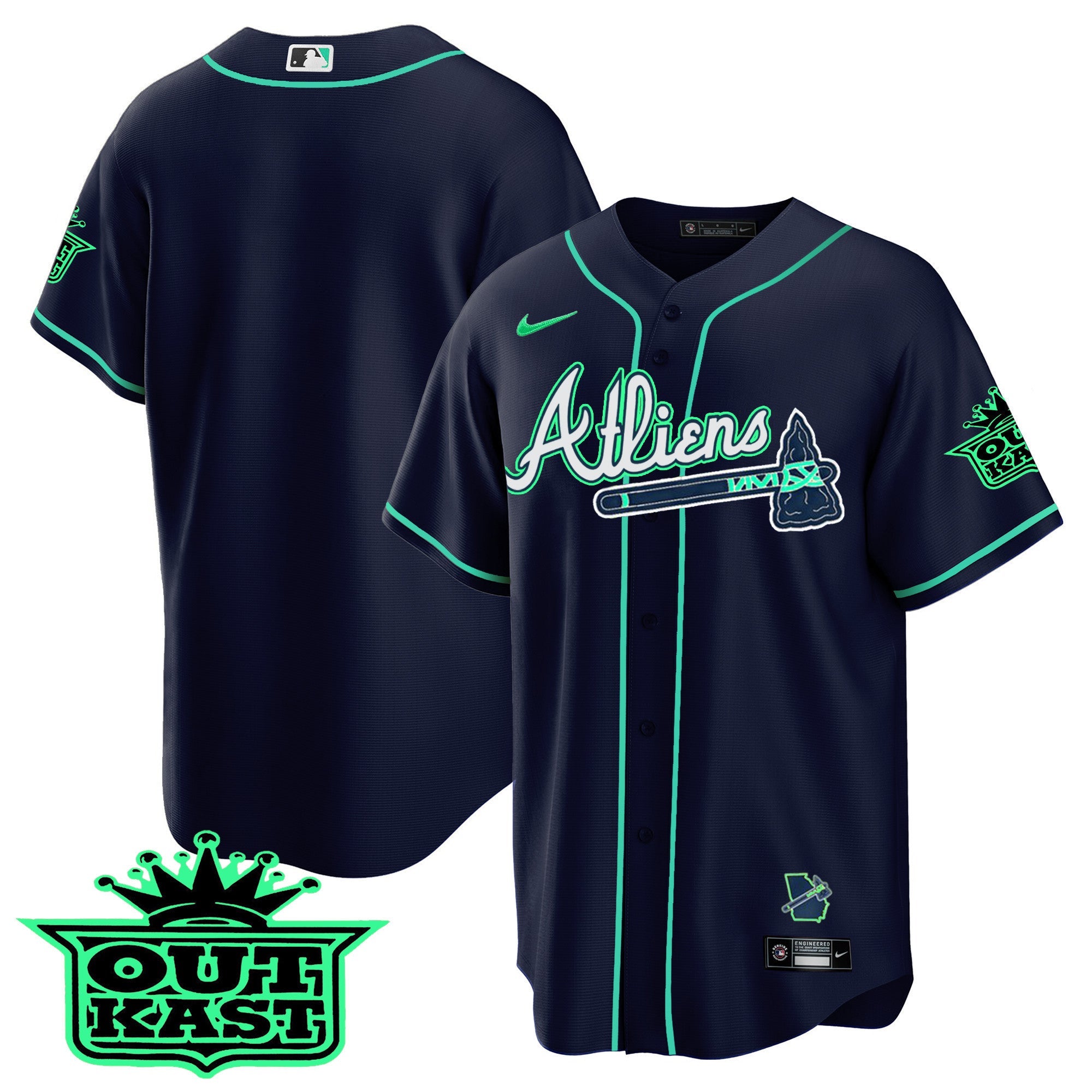 Men’s Atlanta Atliens Cool Base Jersey – Galaxy Version – Stitched