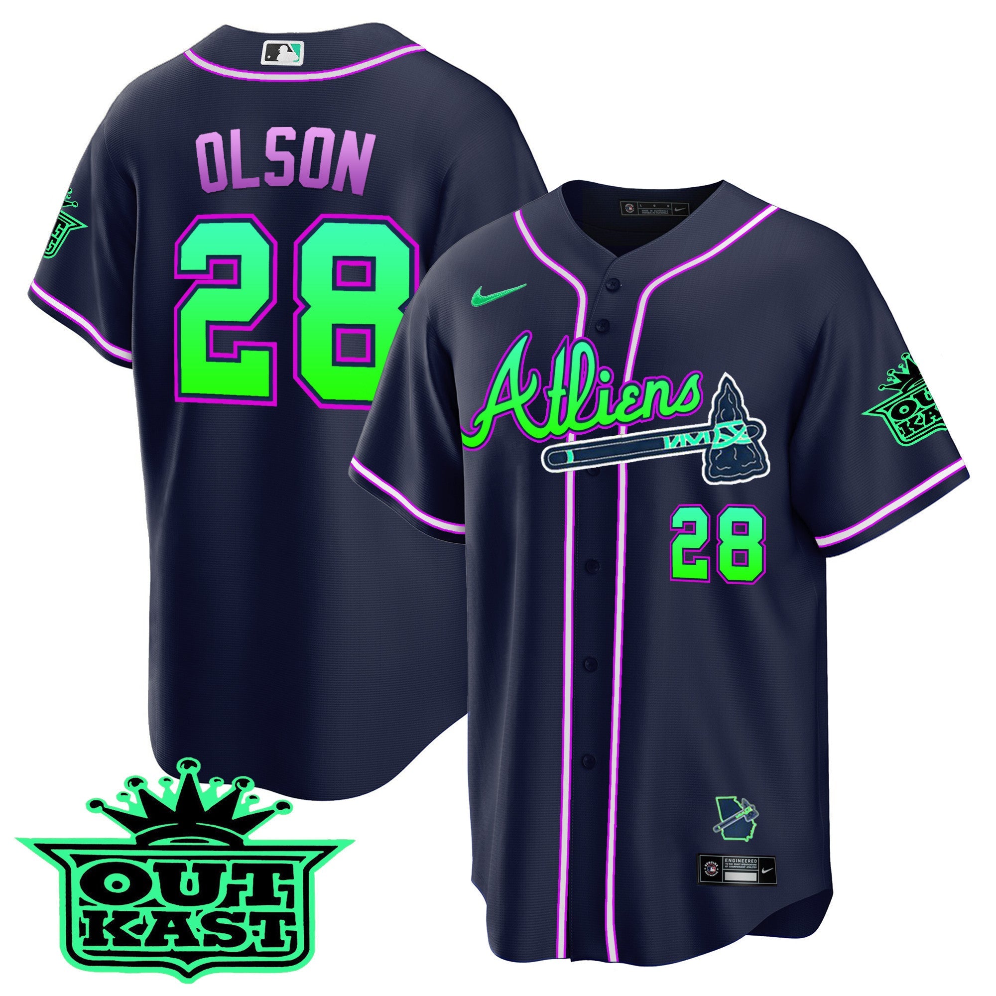 Men’s Atlanta Atliens Cool Base Jersey – Galaxy Version – Stitched