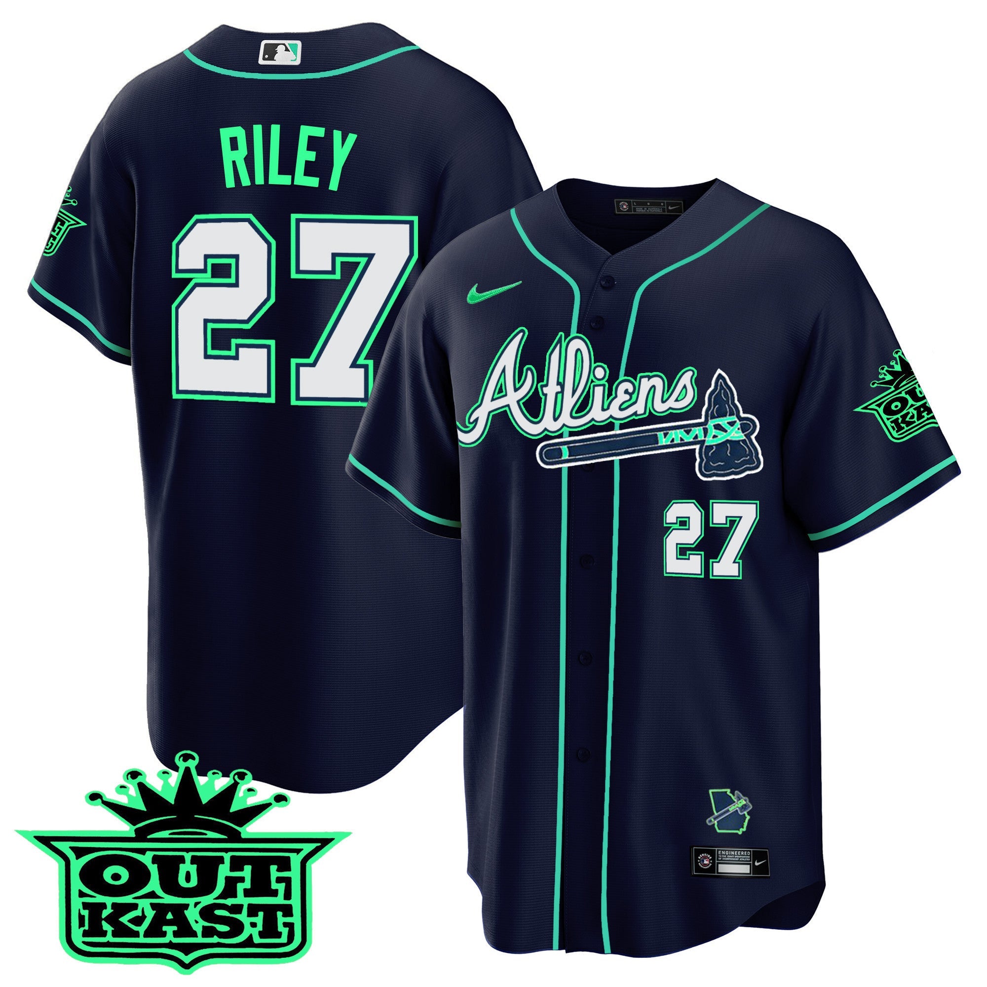 Men’s Atlanta Atliens Cool Base Jersey – Galaxy Version – Stitched